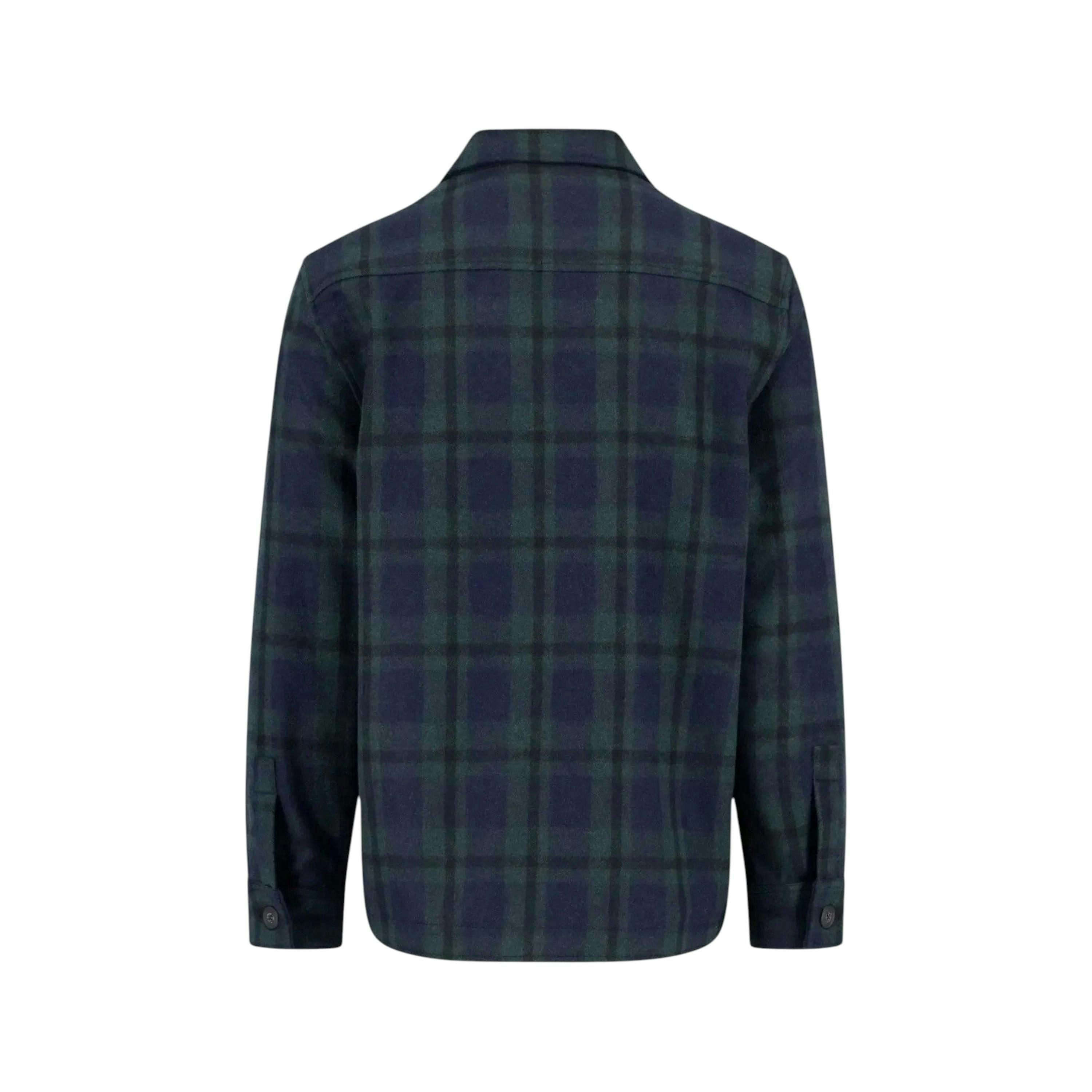 Wool Mix Checked Overshirt Dark Navy , view 2 of 3
