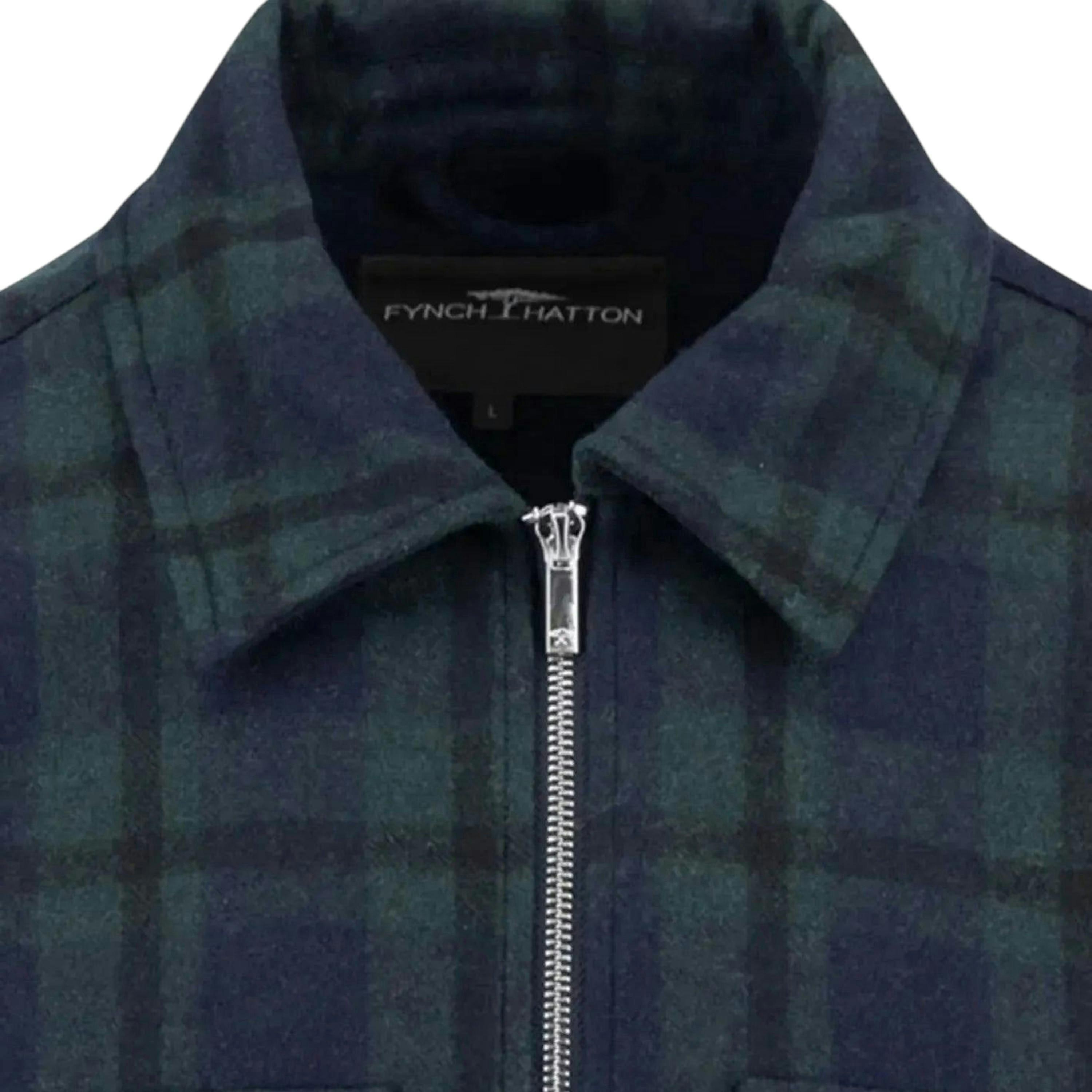 Wool Mix Checked Overshirt Dark Navy , view 3 of 3