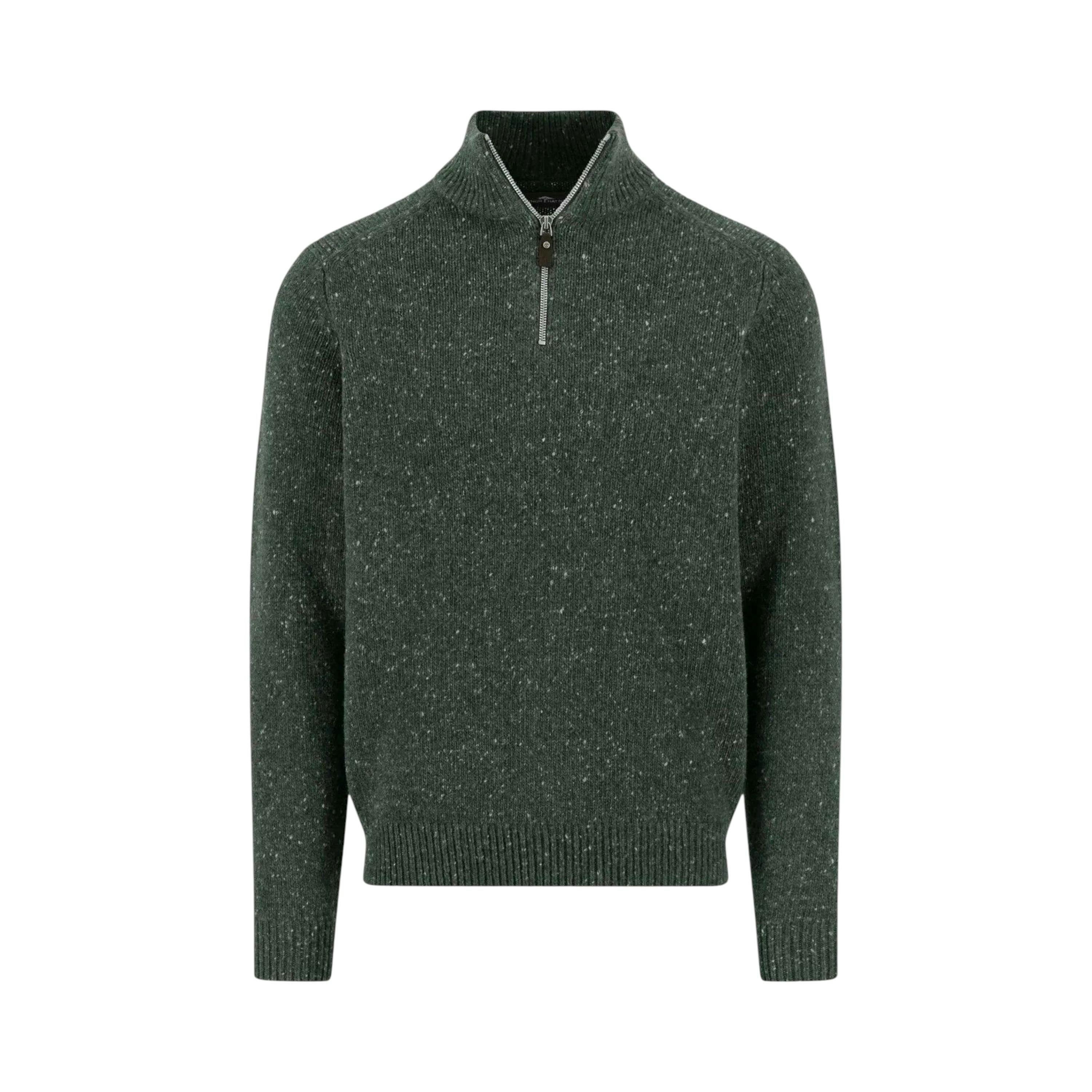 Donegal Wool 1/4 Zip Knit Dark Ivy , view 1 of 2