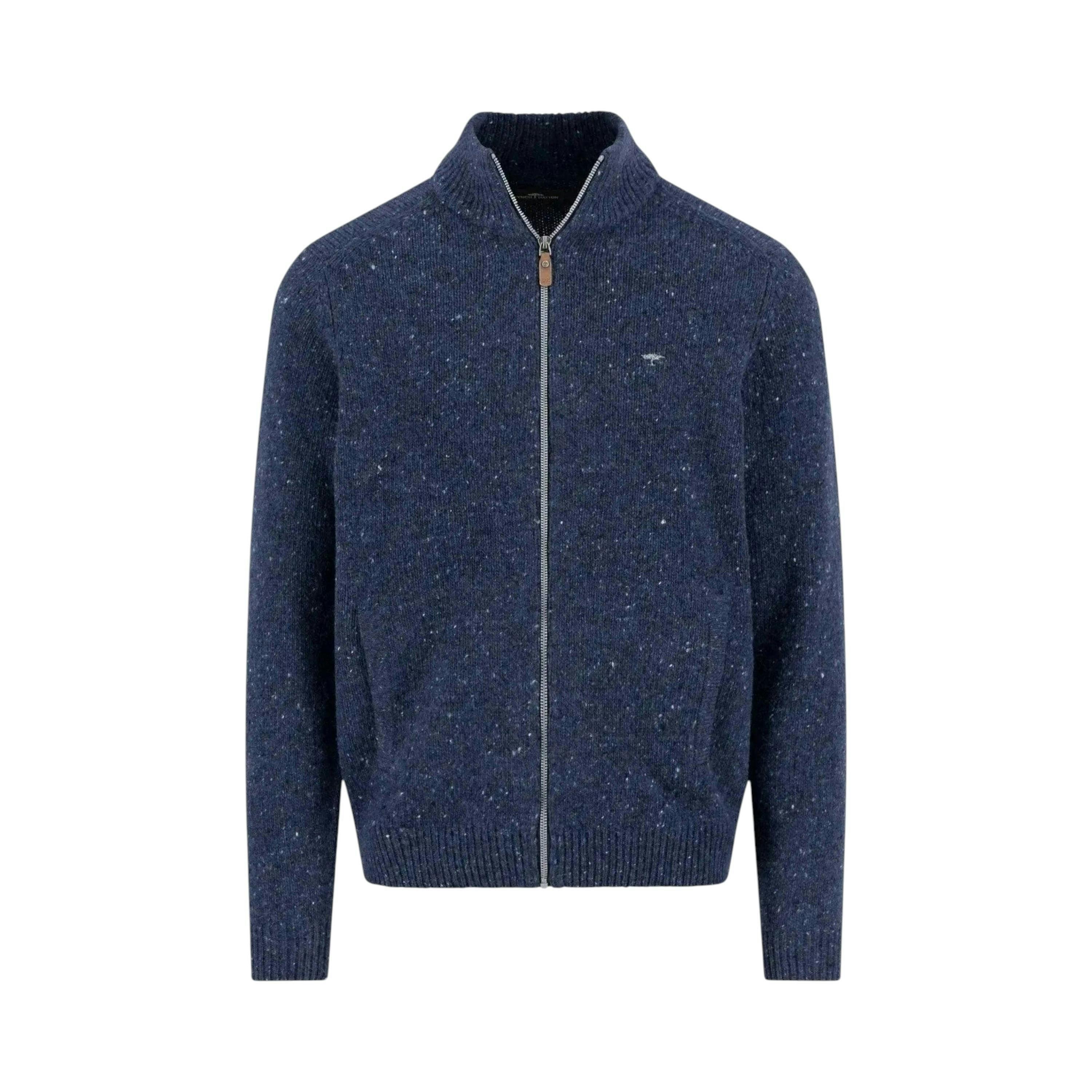 Donegal Wool Zip Cardigan Navy , view 1 of 5