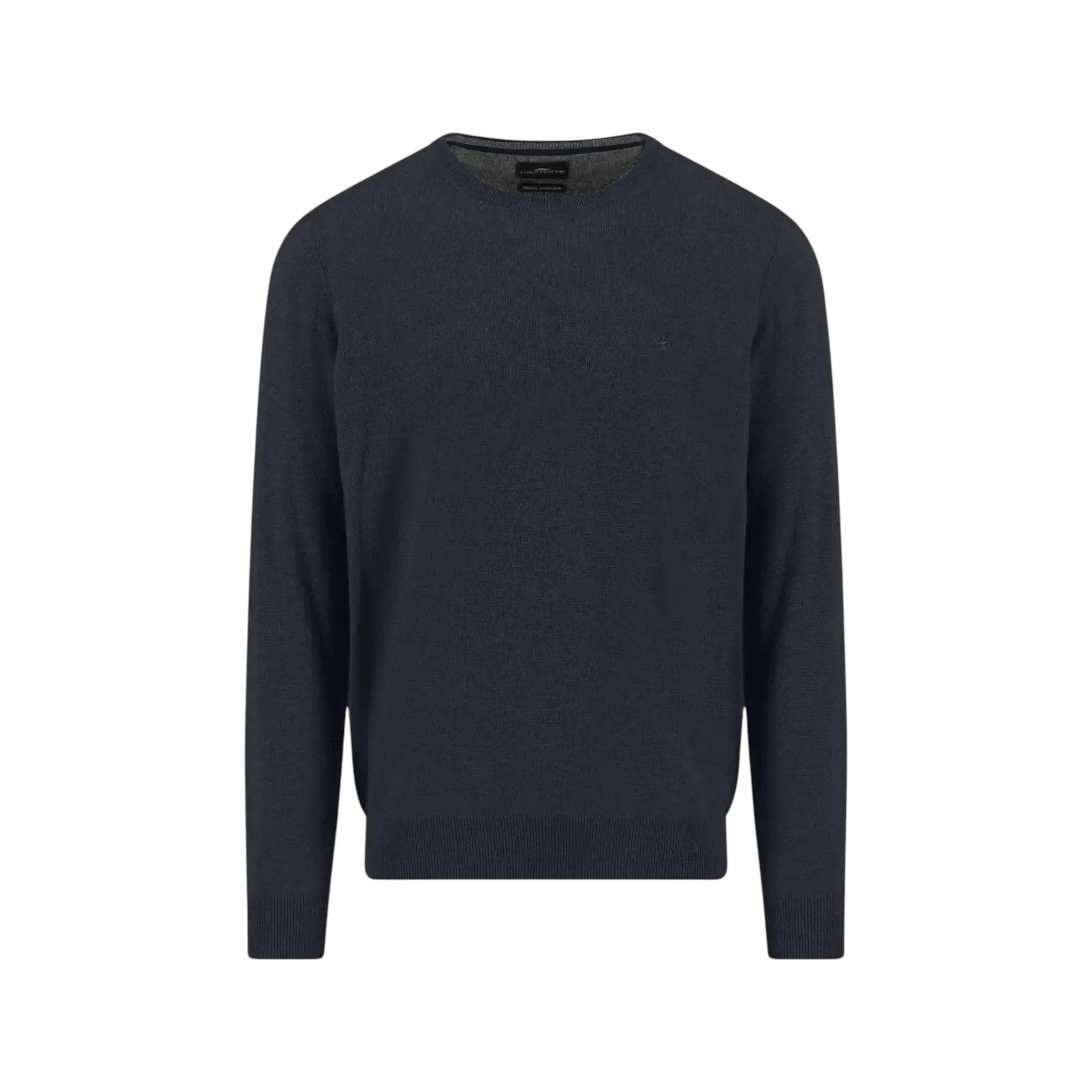 Merino Wool Cashmere Crewneck Knit Navy , view 1 of 3