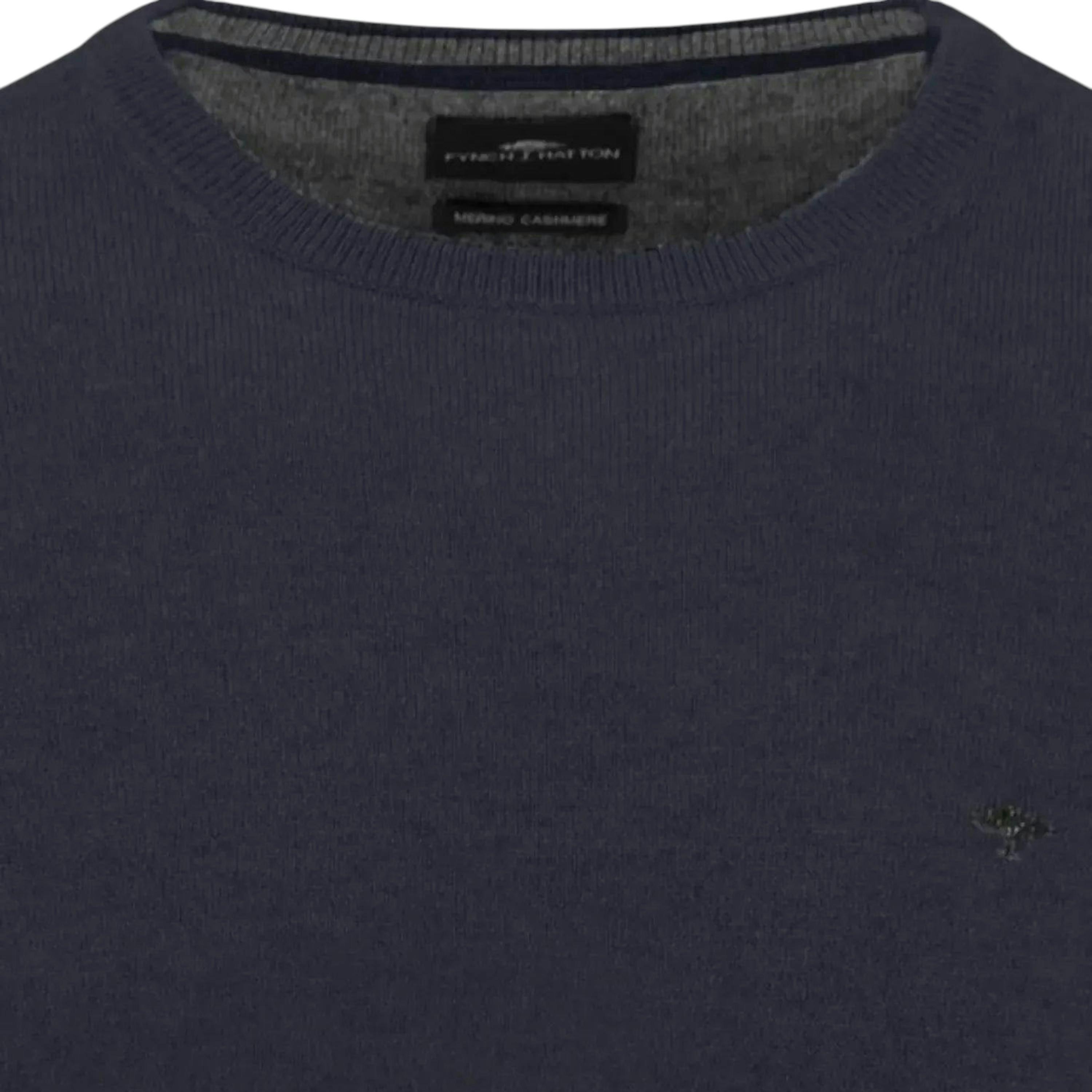 Merino Wool Cashmere Crewneck Knit Navy , view 3 of 3