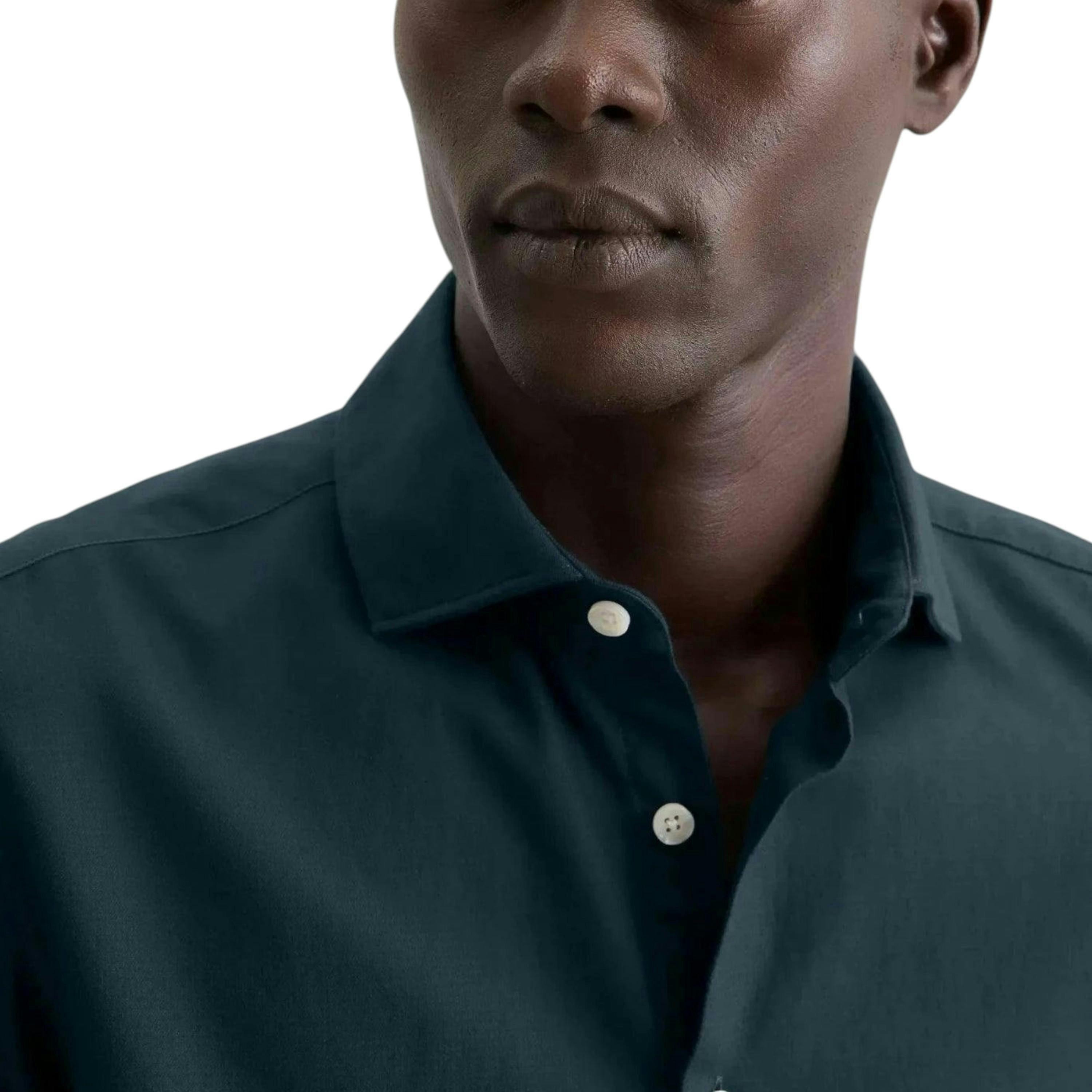 Seidensticker Slim Fit Spread Kent Pepita Flannel Shirt Dark Blue , view 3 of 6