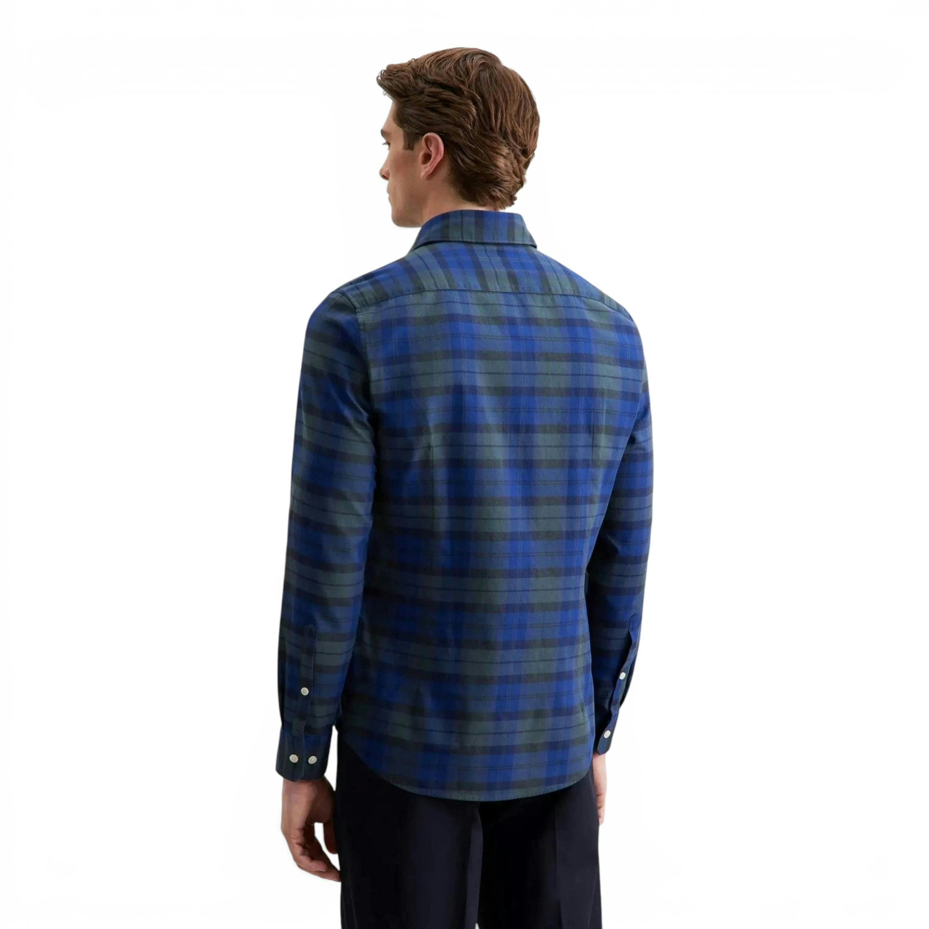 Seidensticker Slim Fit Spread Kent Check Flannel Shirt Dark Blue , view 2 of 6
