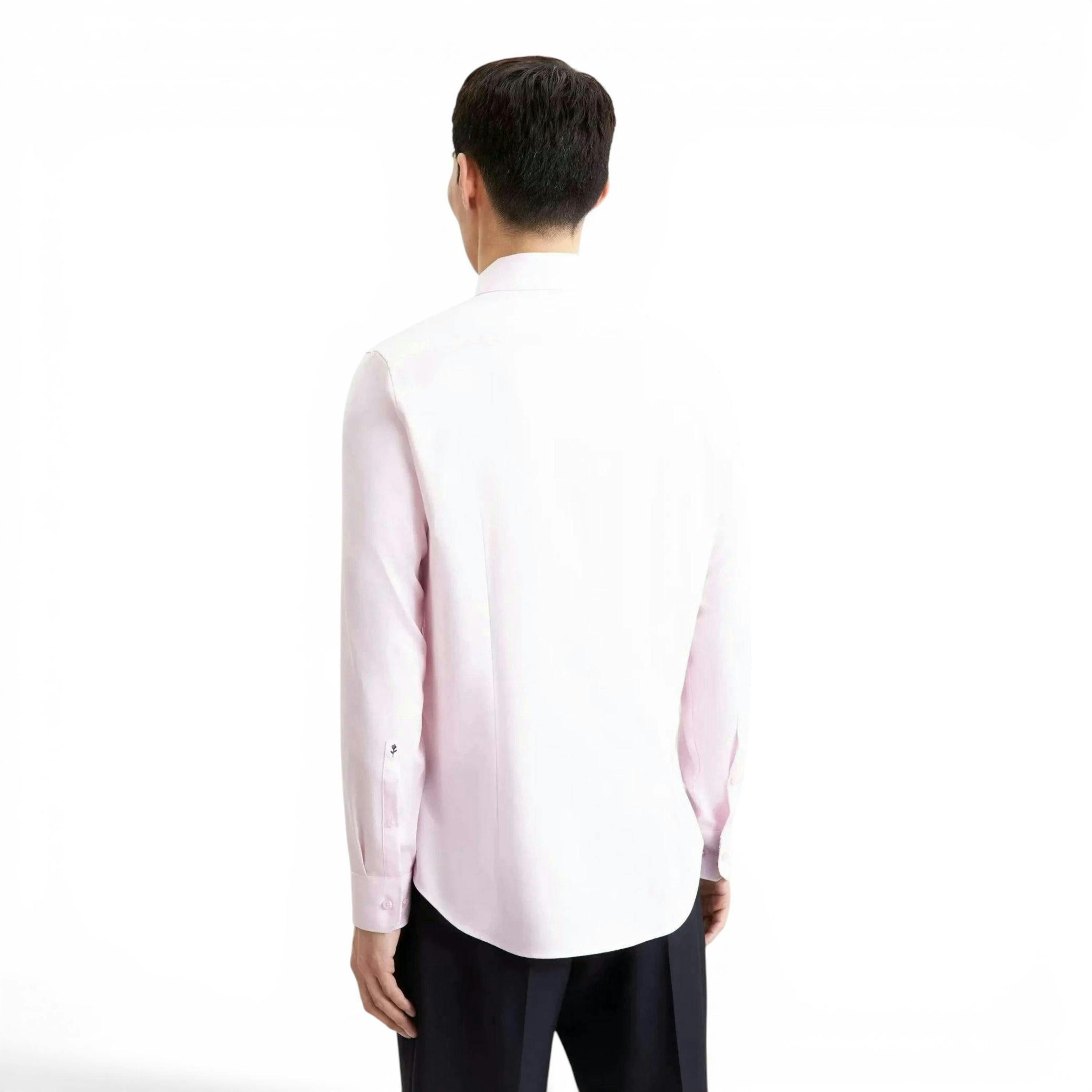 Seidensticker Slim Fit No Iron Contrast Patched Kent Collar Business Shirt Pink , view 2 of 6