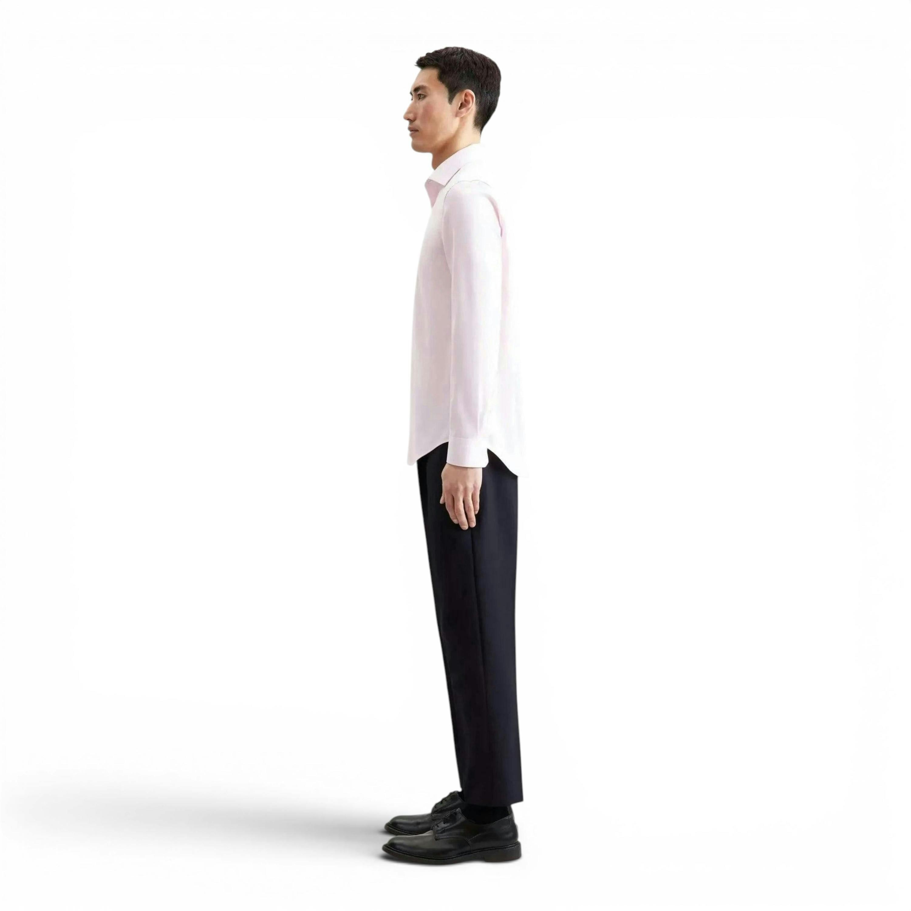 Seidensticker Slim Fit No Iron Contrast Patched Kent Collar Business Shirt Pink , view 6 of 6
