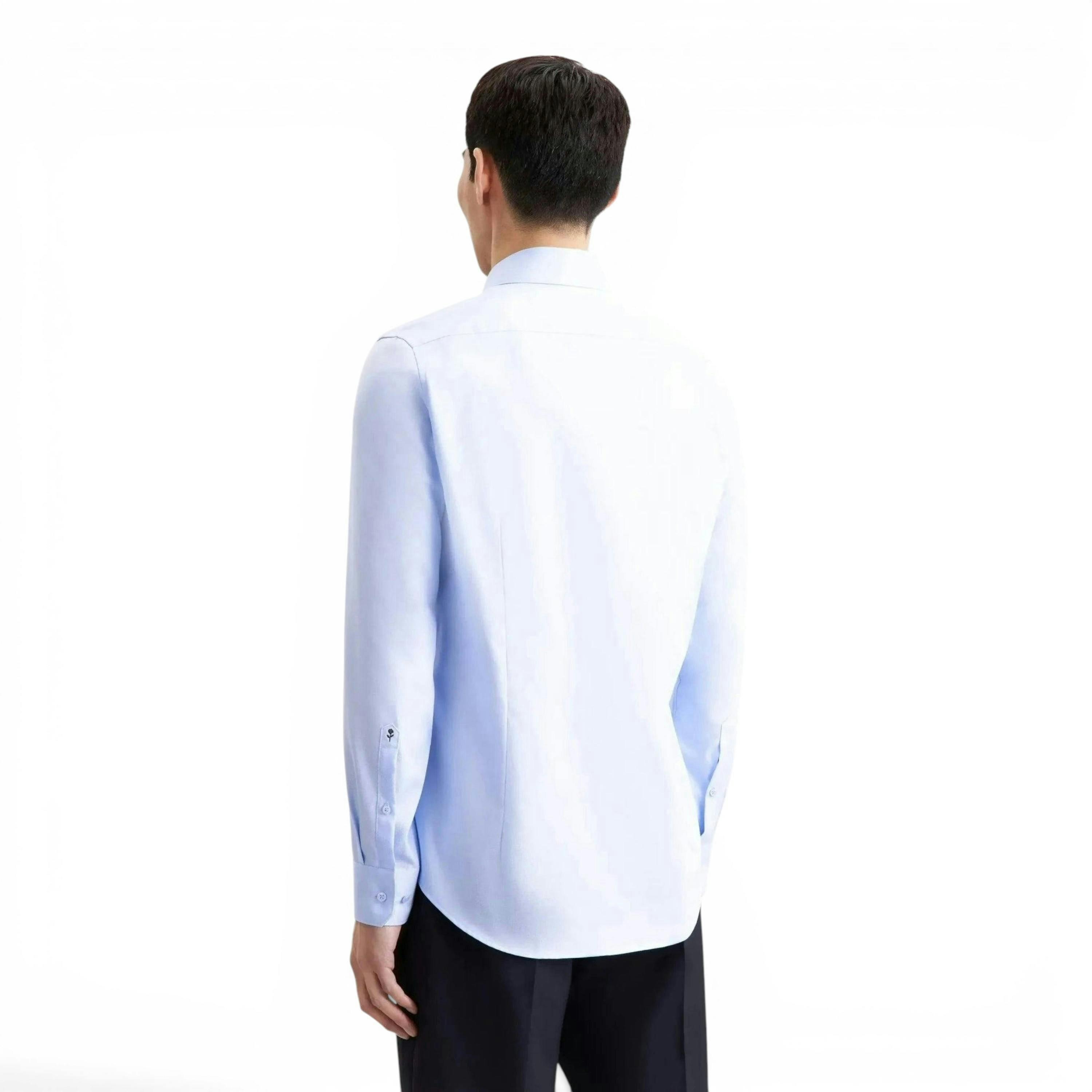 Seidensticker Slim Fit No Iron Contrast Patched Kent Collar Business Shirt Light Blue , view 2 of 6