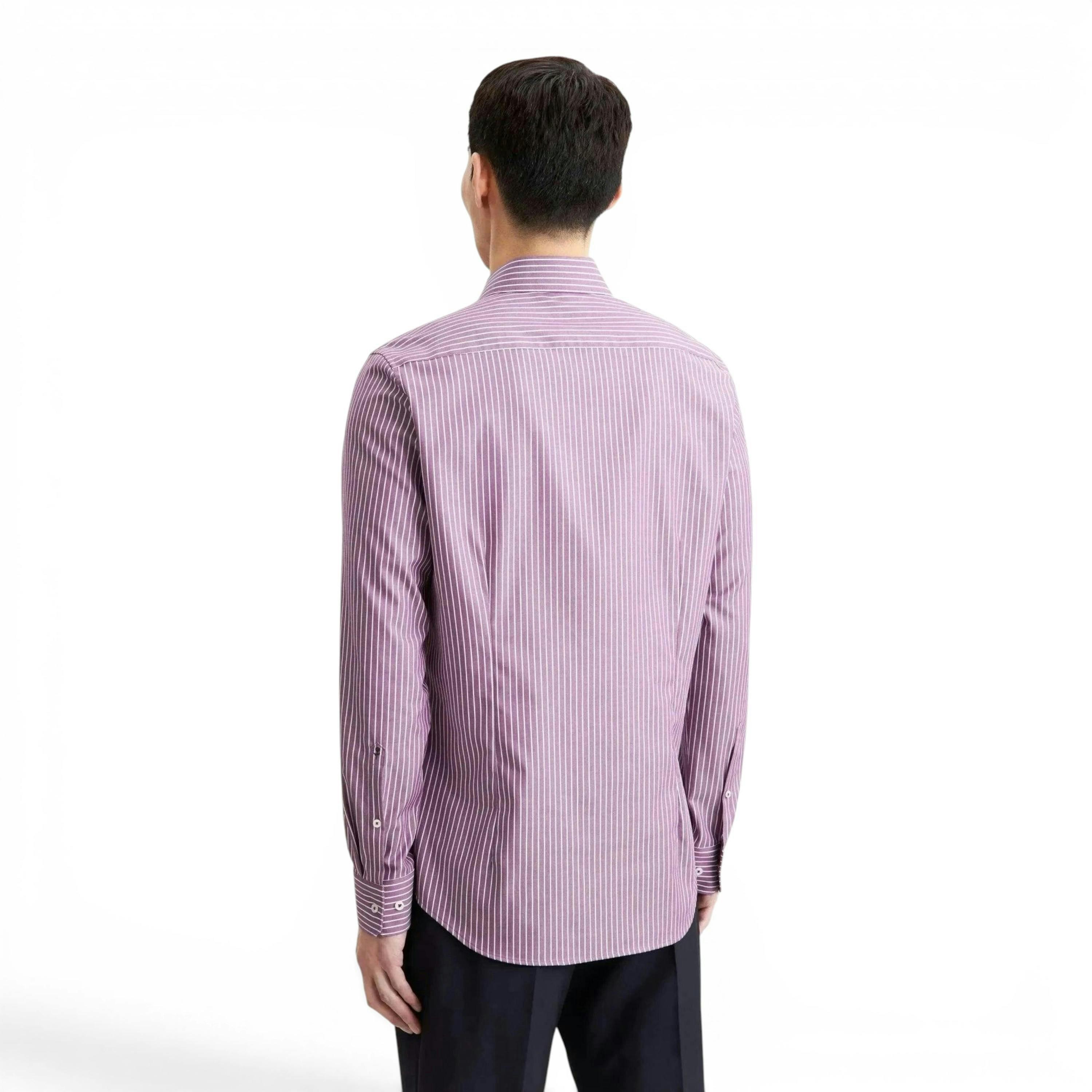 Slim Fit No Iron New Kent Striped Business Shirt Lilac , view 2 of 6