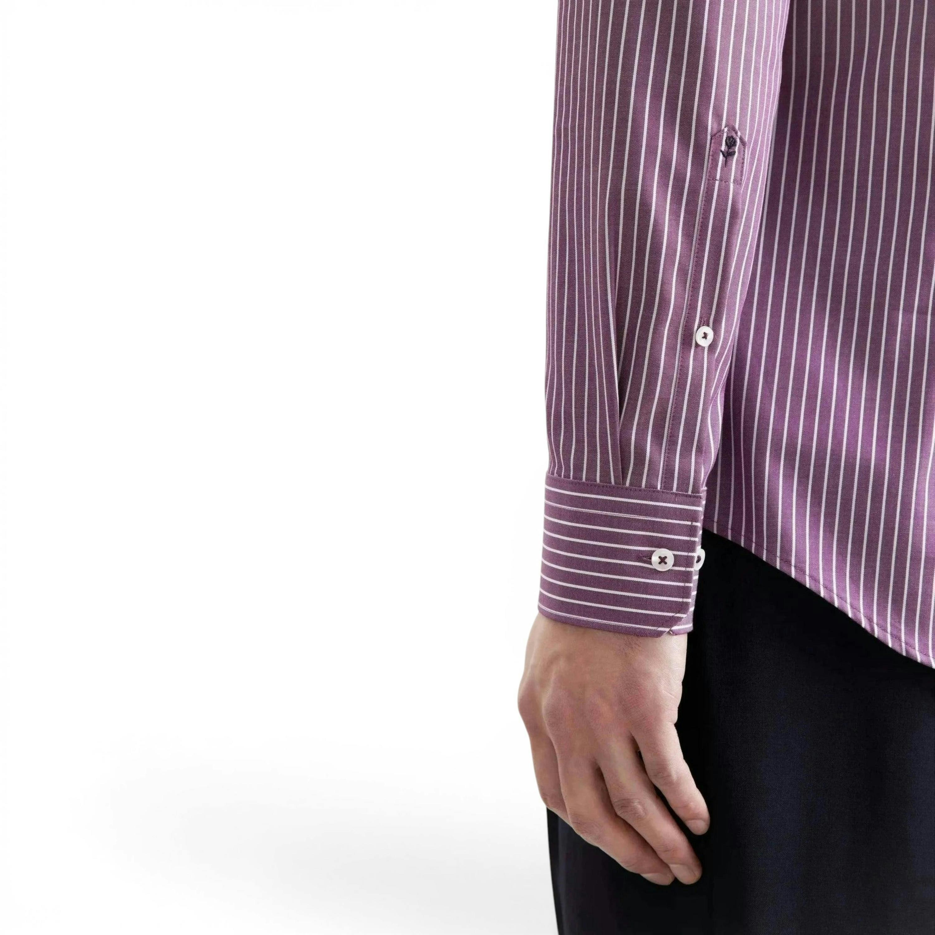 Slim Fit No Iron New Kent Striped Business Shirt Lilac , view 4 of 6