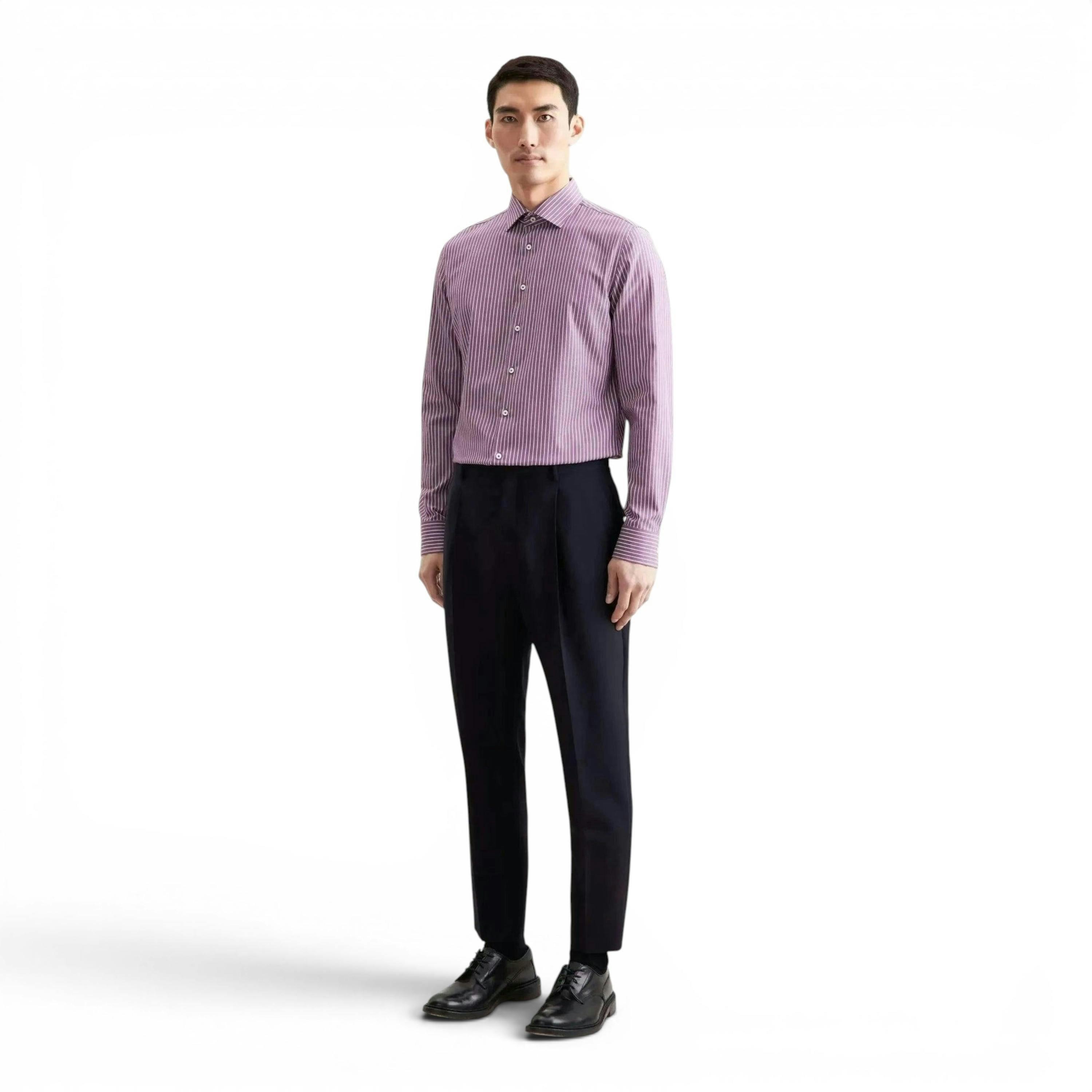 Slim Fit No Iron New Kent Striped Business Shirt Lilac , view 5 of 6