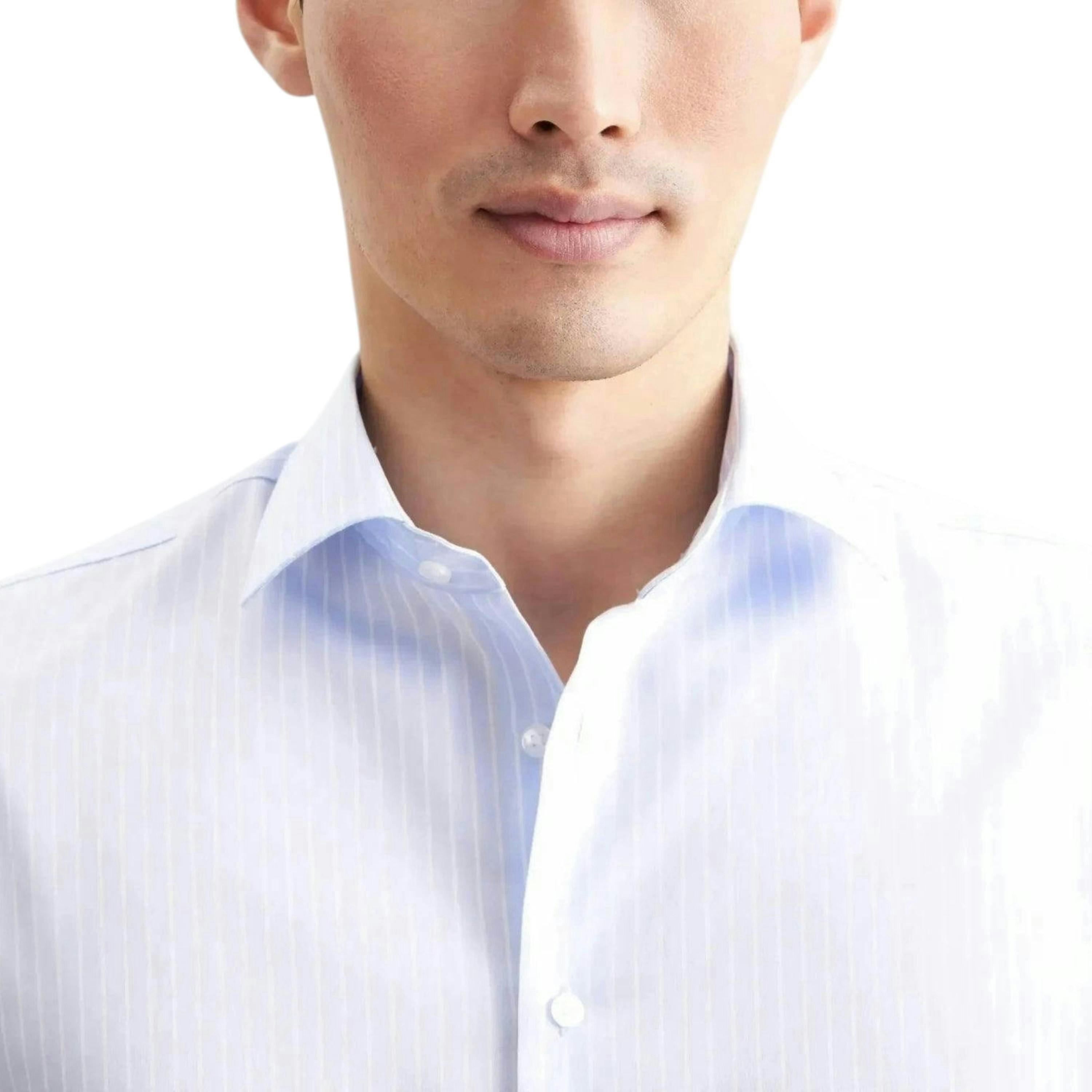 Seidensticker Slim Fit No Iron New Kent Striped Business Shirt Light Blue , view 3 of 6