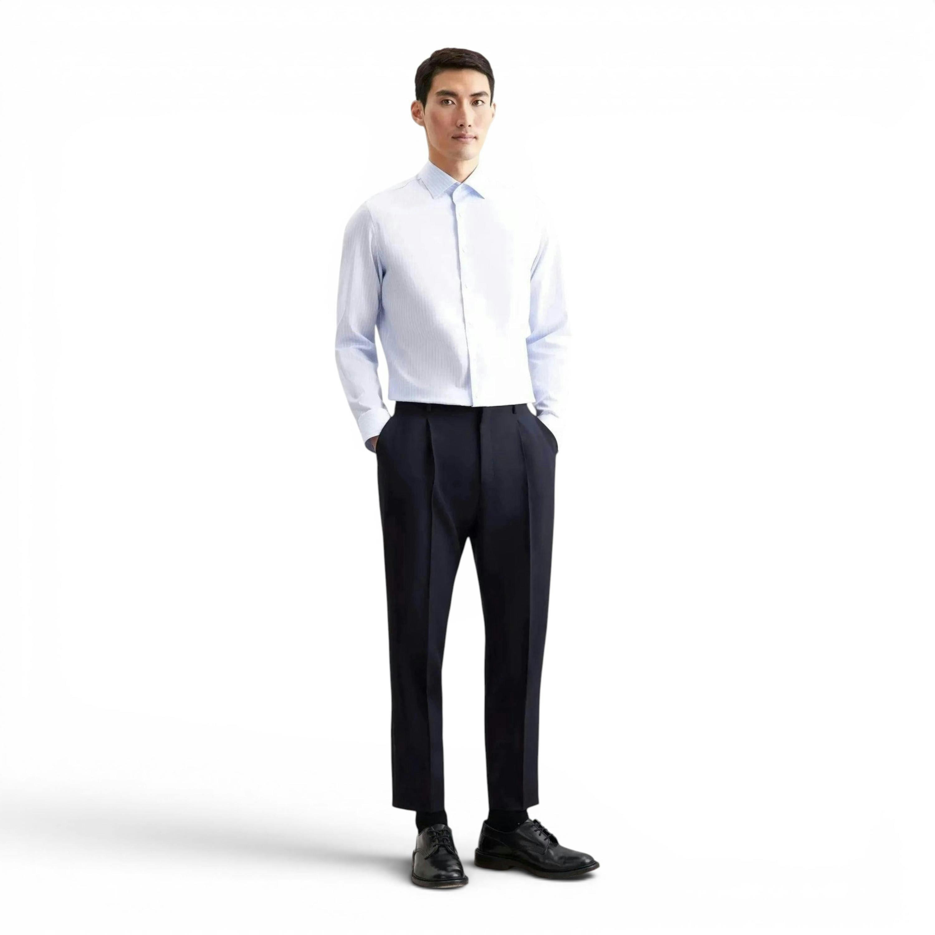 Seidensticker Slim Fit No Iron New Kent Striped Business Shirt Light Blue , view 5 of 6