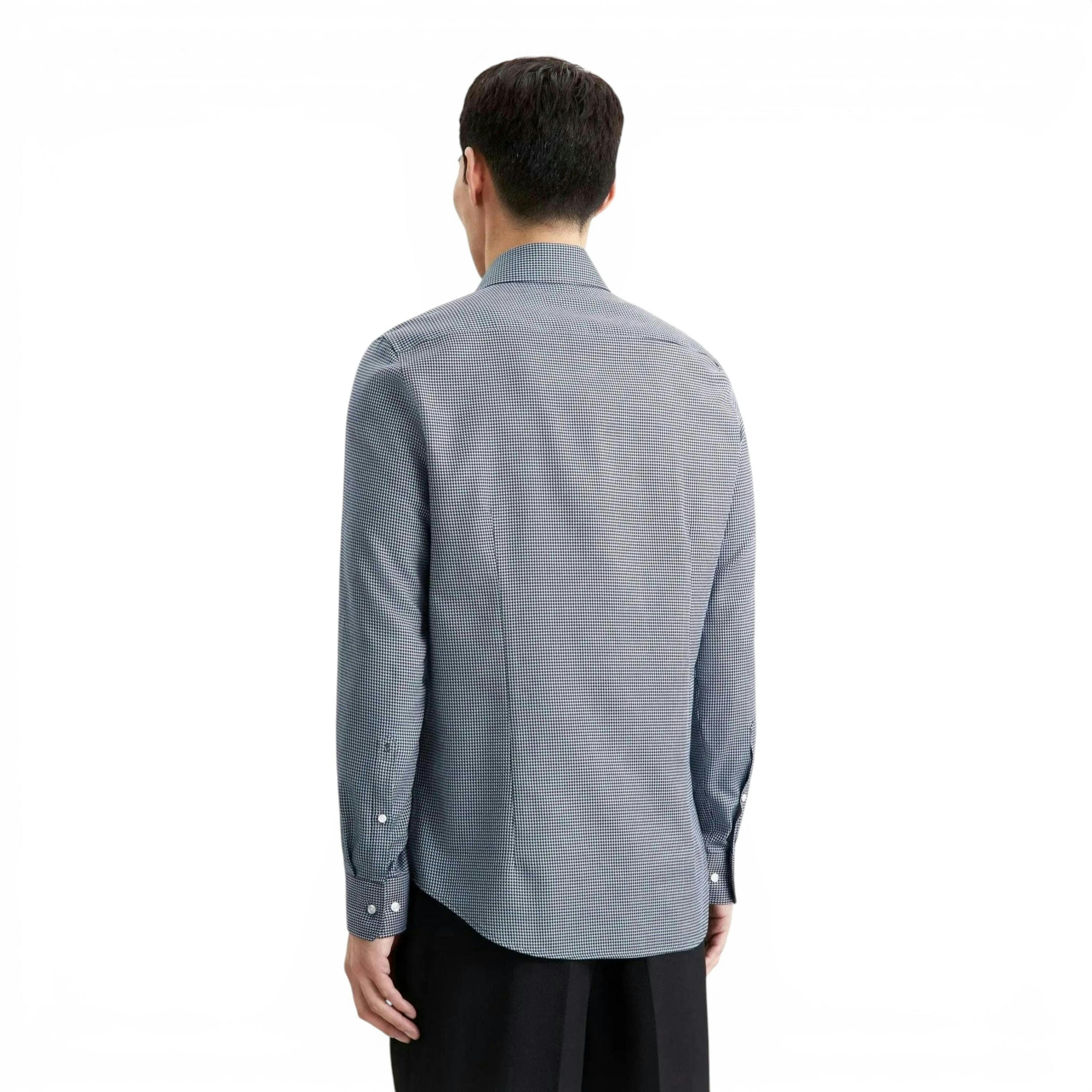 Slim Fit No Iron Spread Kent Pepita Business Shirt Dark Blue , view 2 of 6