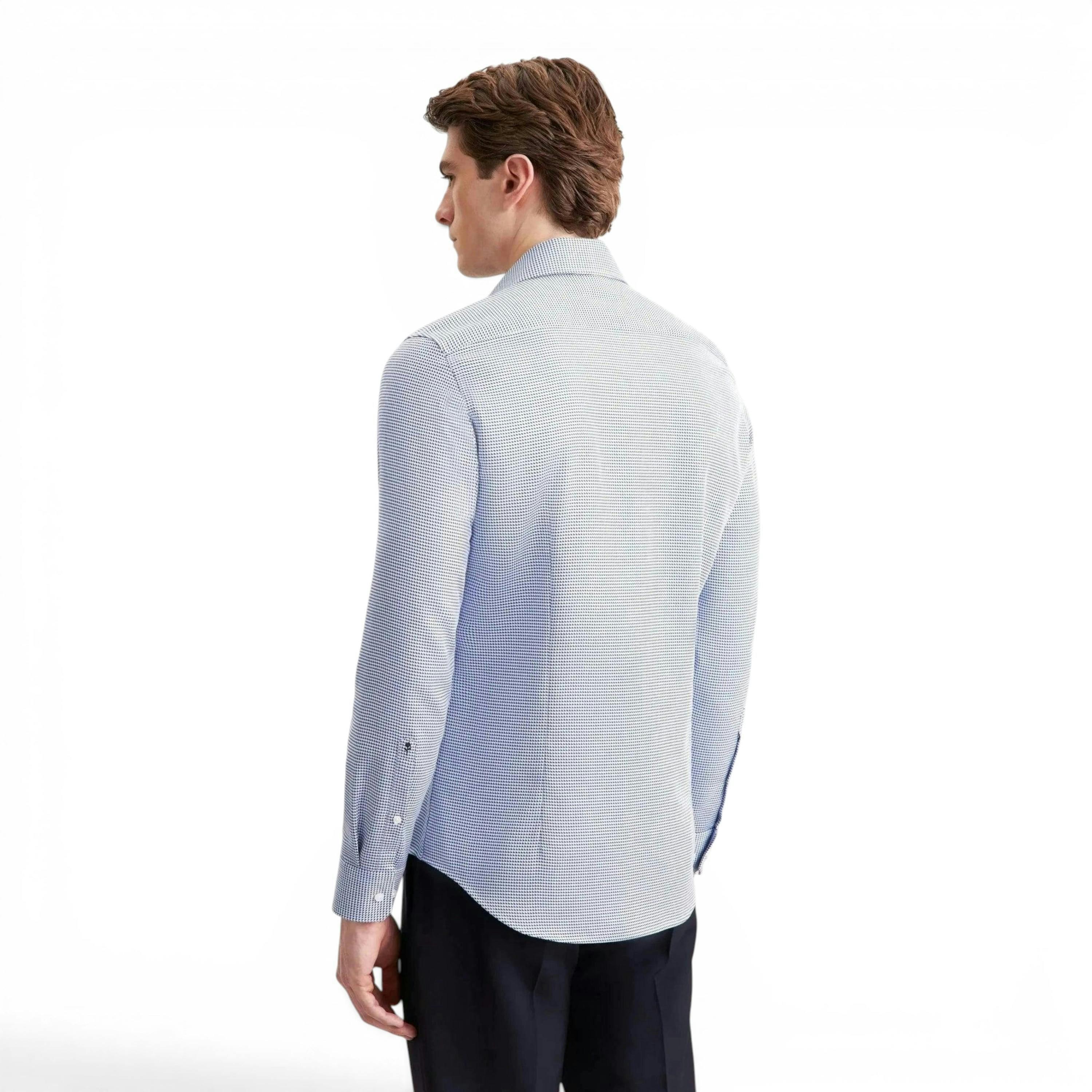 Seidensticker Slim Fit No Iron Spread Kent Pepita Business Shirt Mid Blue , view 2 of 6