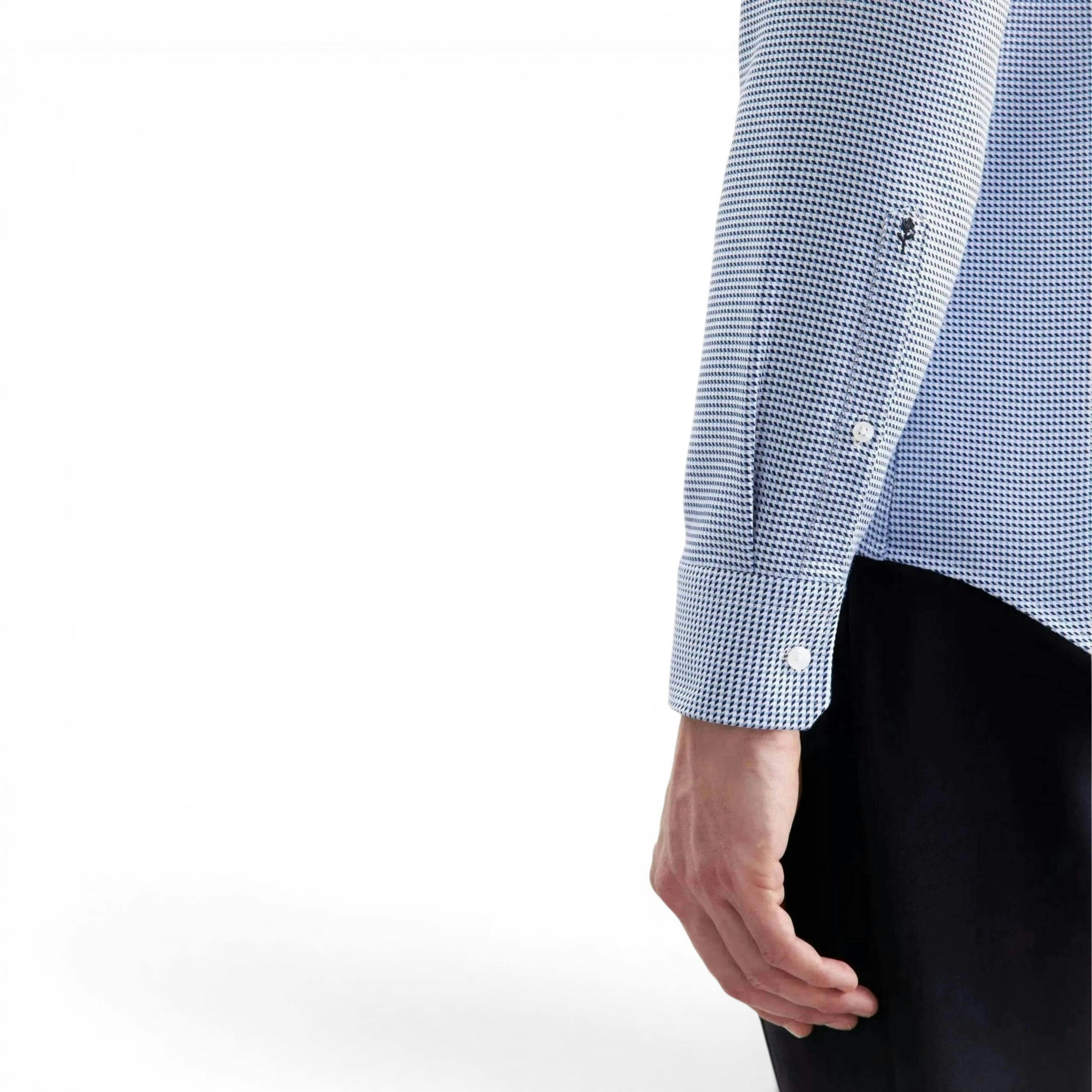 Seidensticker Slim Fit No Iron Spread Kent Pepita Business Shirt Mid Blue , view 4 of 6