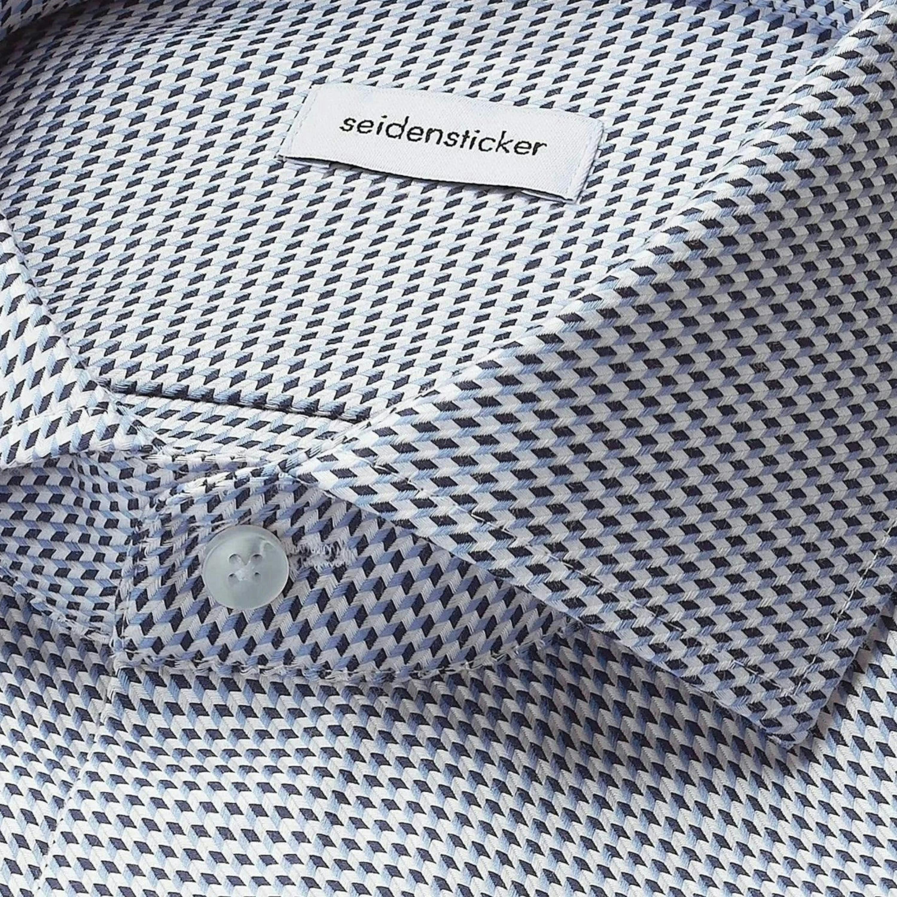 Seidensticker Slim Fit No Iron Spread Kent Pepita Business Shirt Mid Blue , view 6 of 6