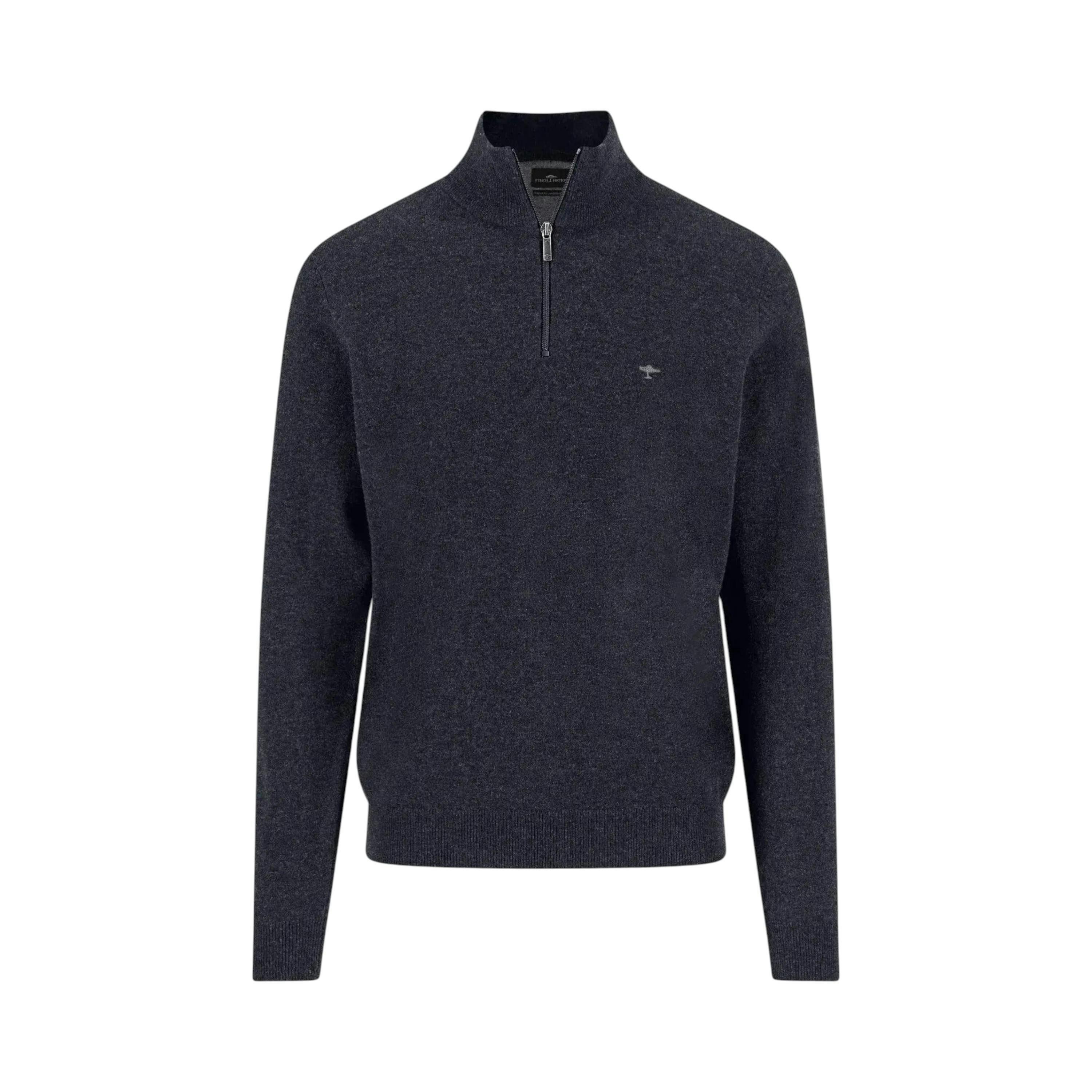 Pure Lambswool 1/4 Zip Knit Navy , view 1 of 2