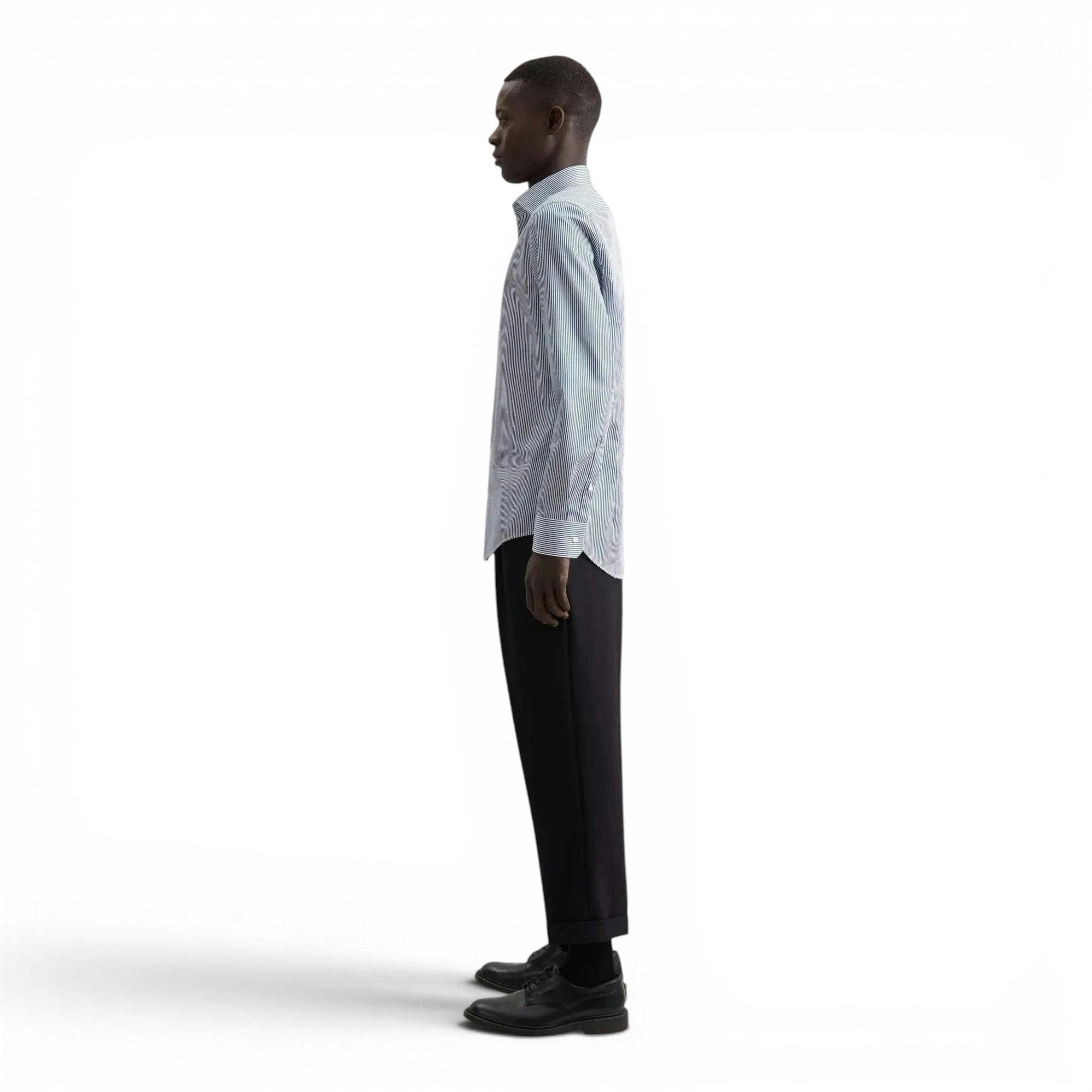 Seidensticker Slim Fit Easy Iron New Kent Striped Business Shirt Dark Teal , view 6 of 6