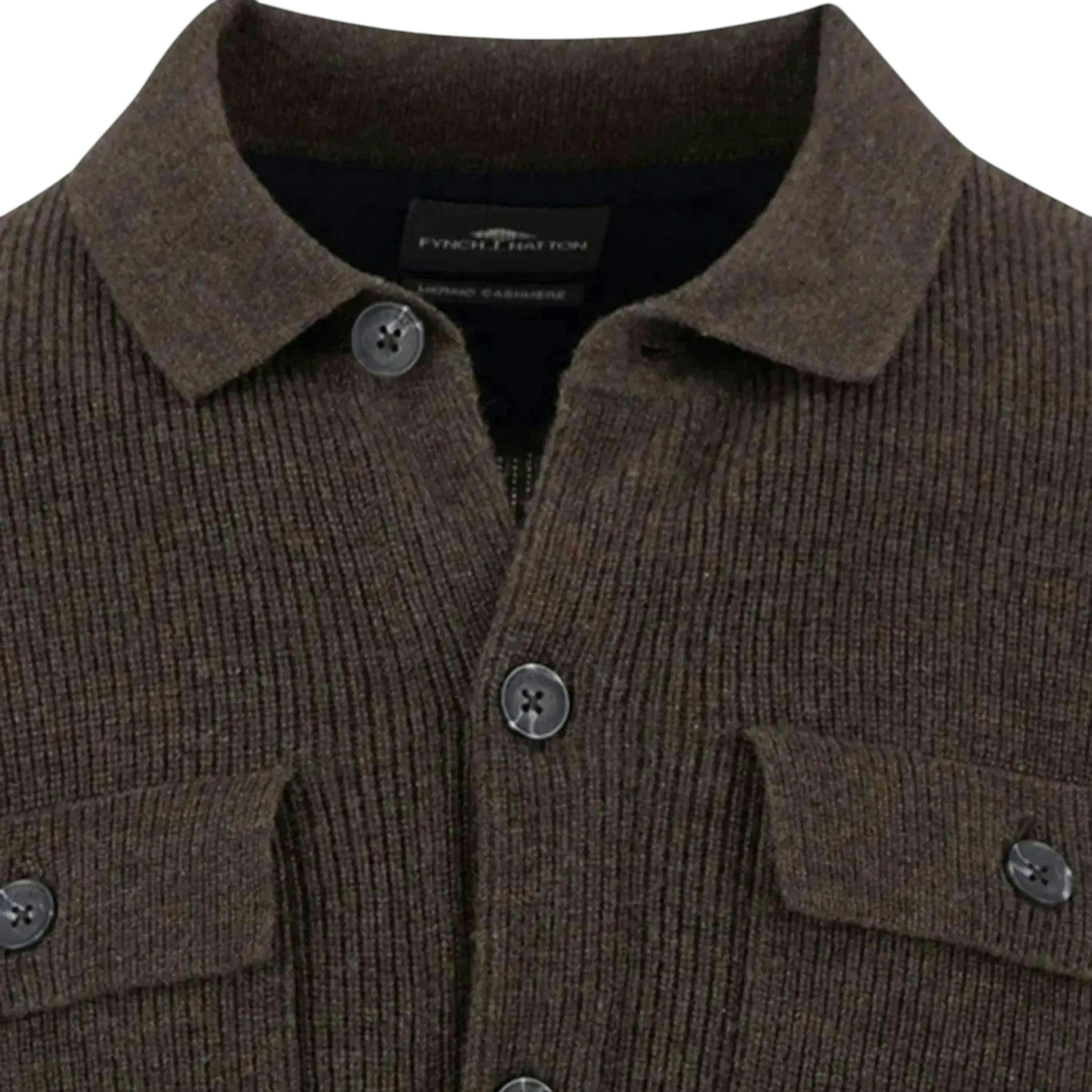 Merino Wool Cashmere Buttoned Cardigan Dark Chocolate , view 3 of 3