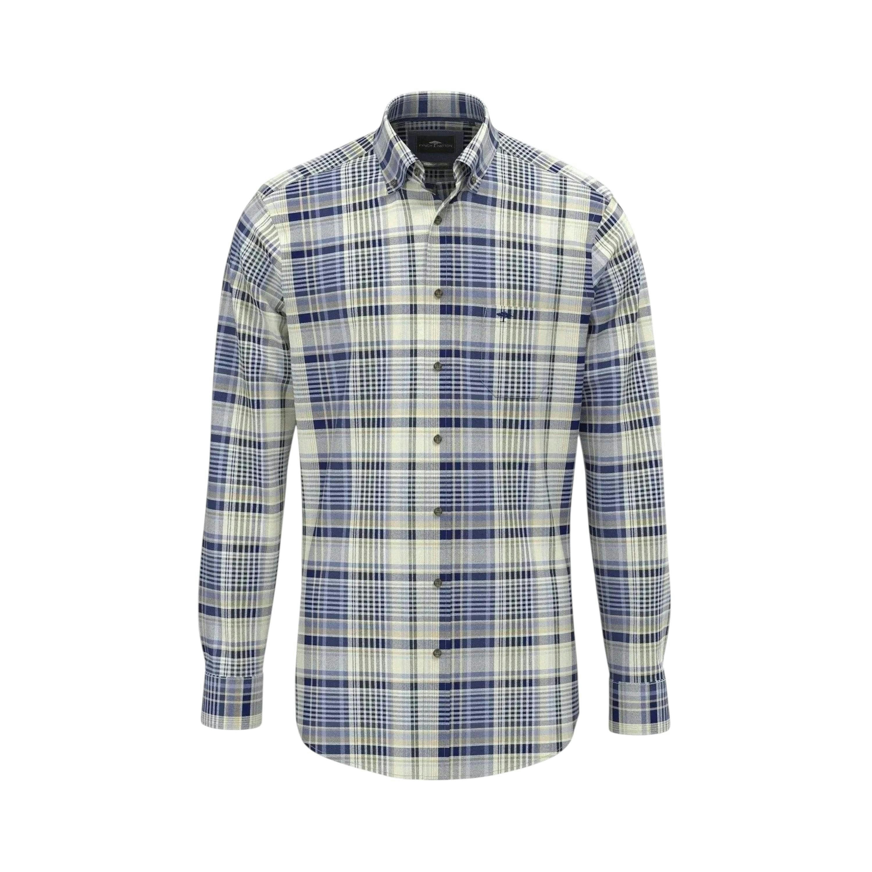 Colourful Flannel Button Down Check Shirt Misty Blue , view 1 of 2