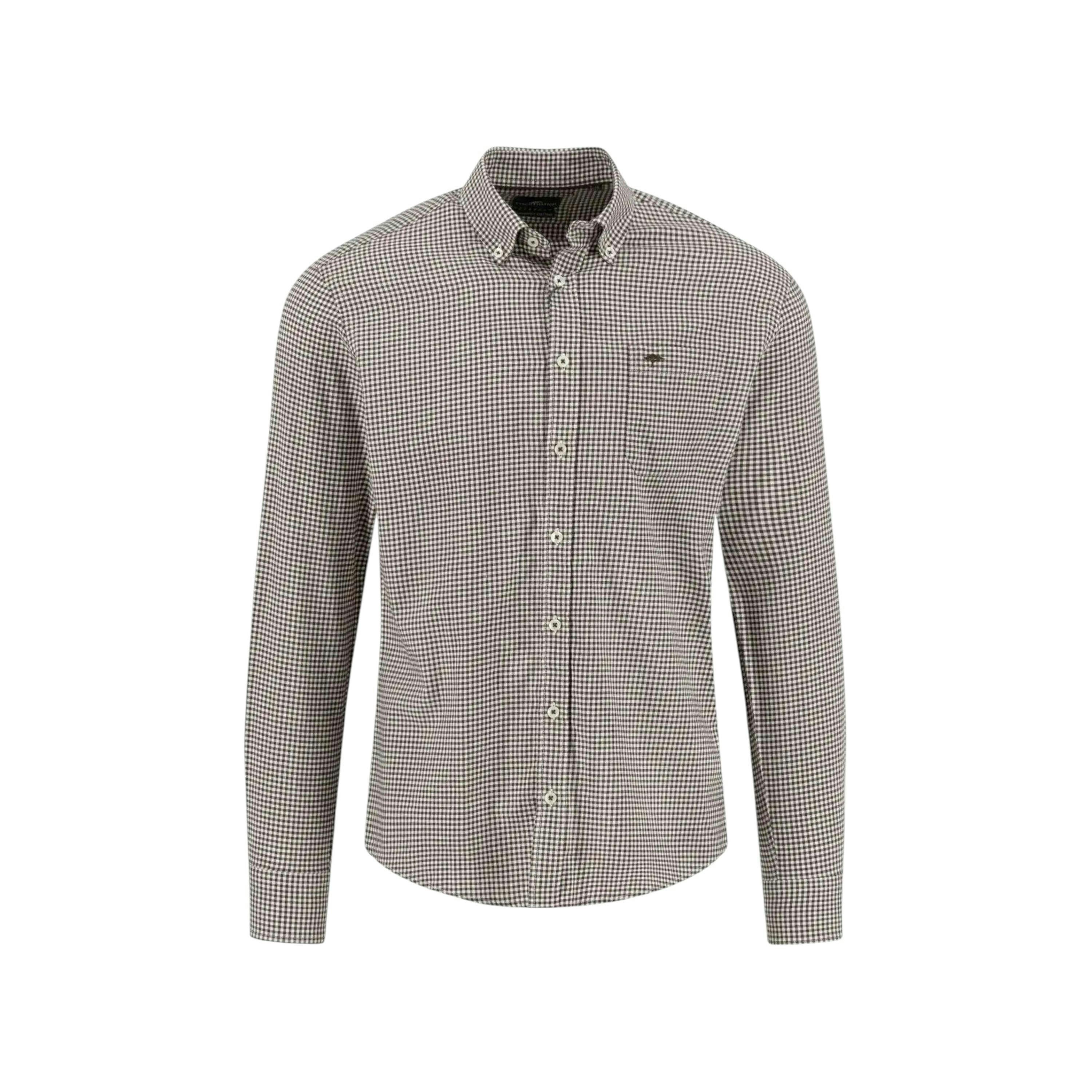 Vichy Check Flannel Shirt Dark Chocolate , view 1 of 2