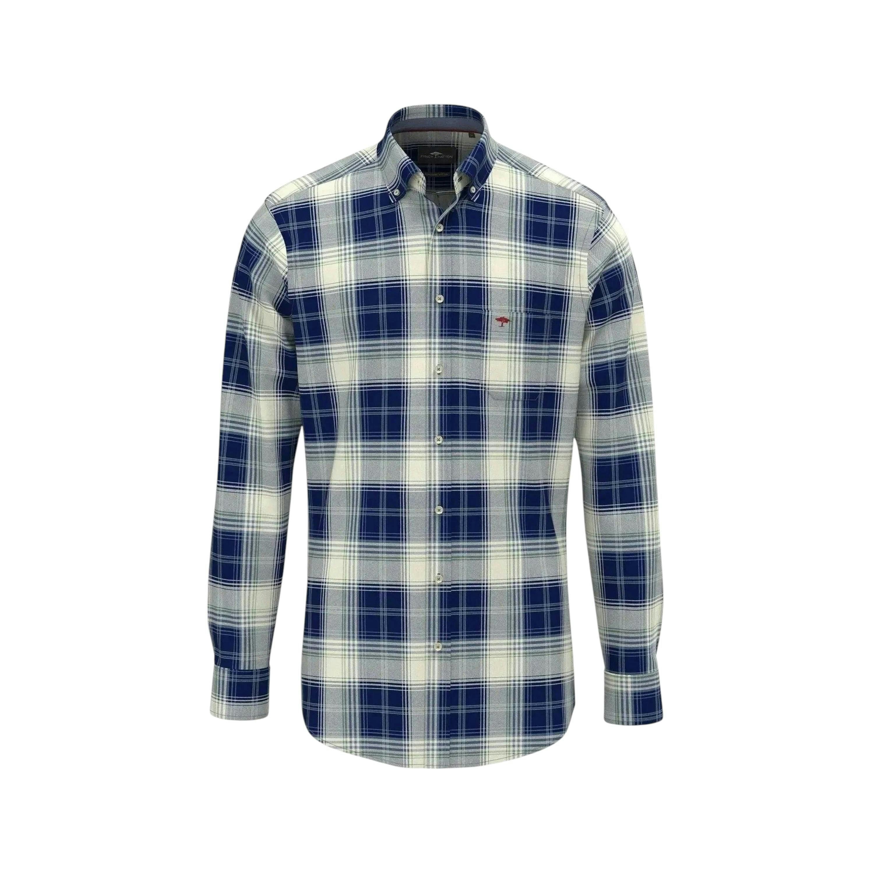Modern Flannel Check Shirt Navy , view 1 of 2