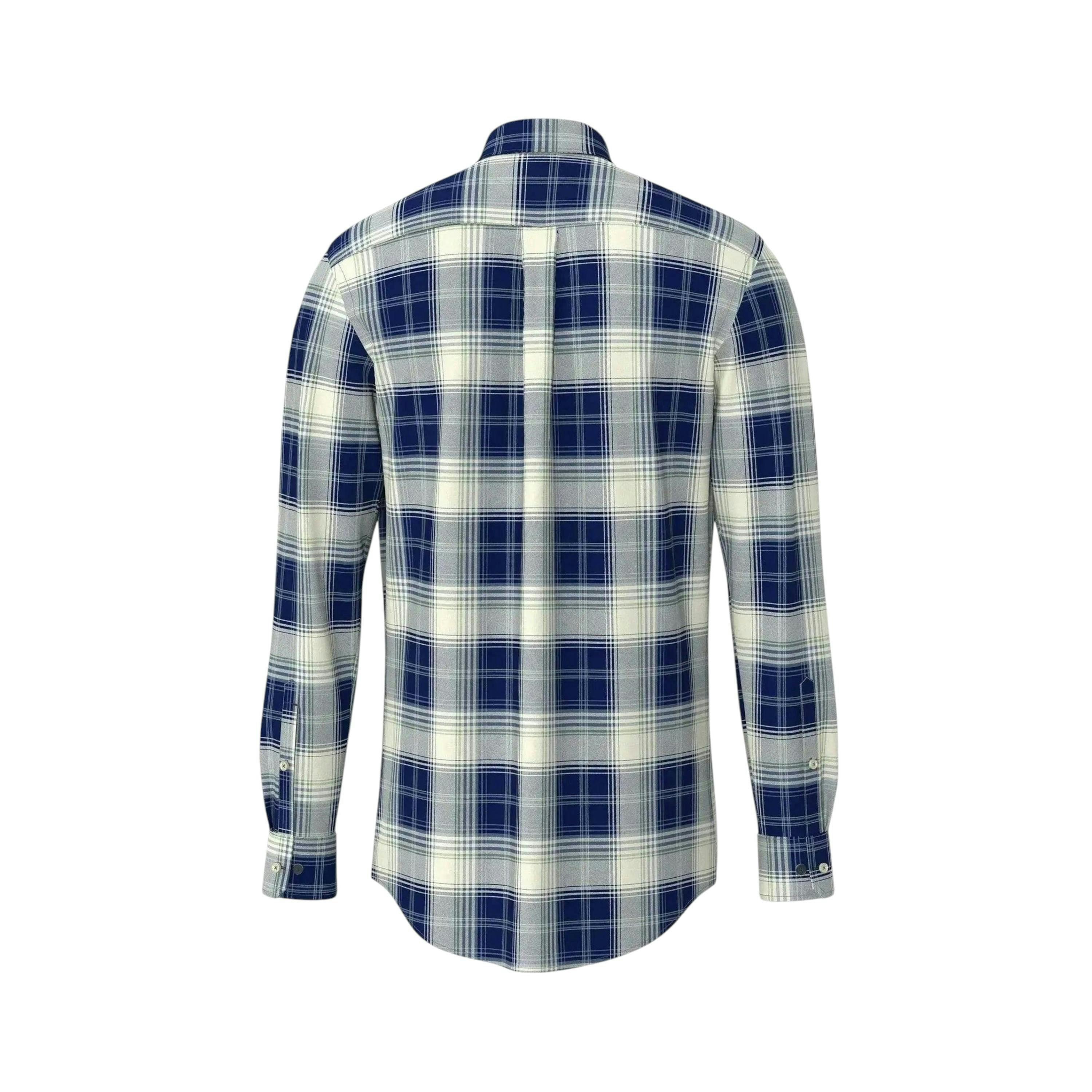 Modern Flannel Check Shirt Navy , view 2 of 2