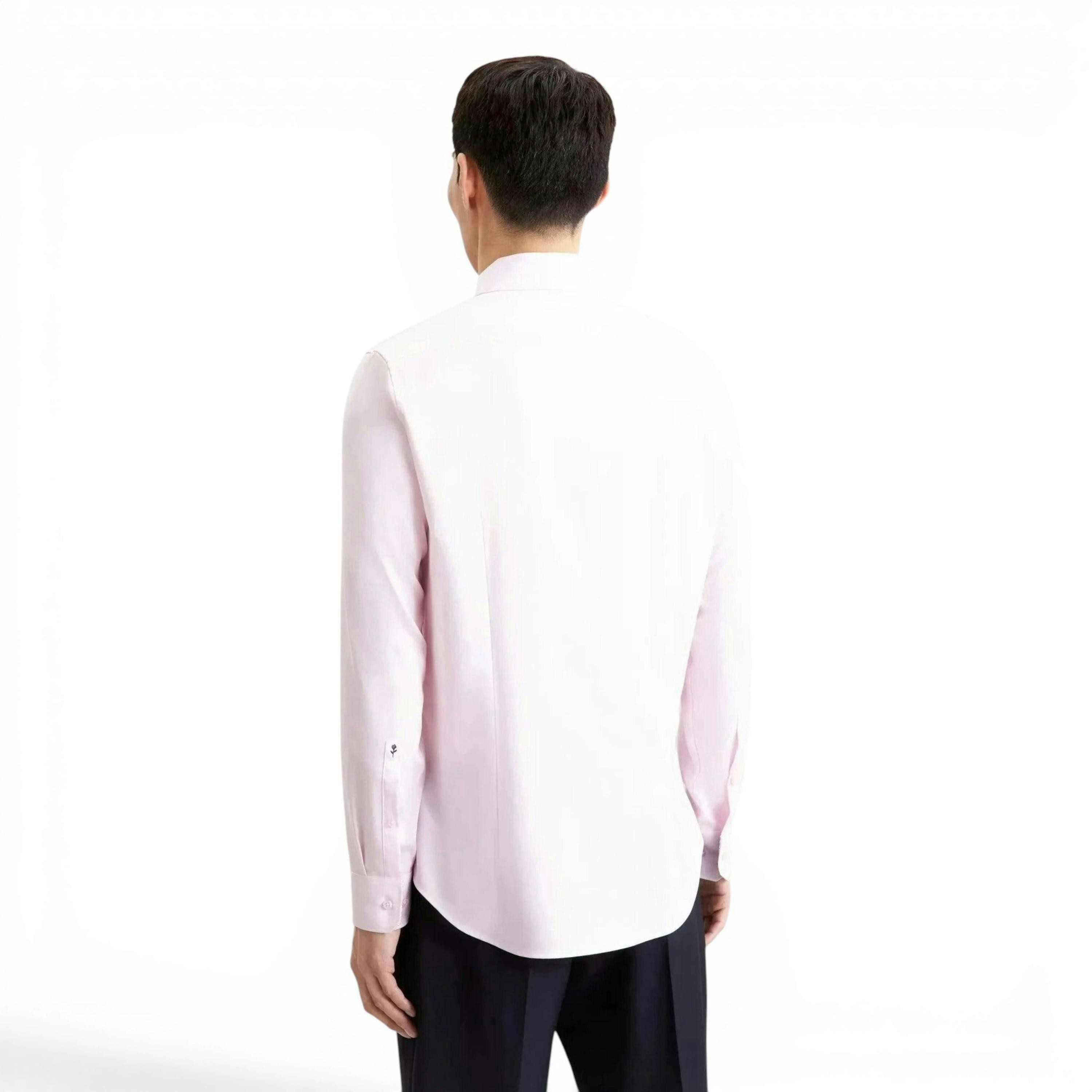 Seidensticker Shaped Fit No Iron Contrast Patched Kent Collar Business Shirt Pink , view 2 of 6