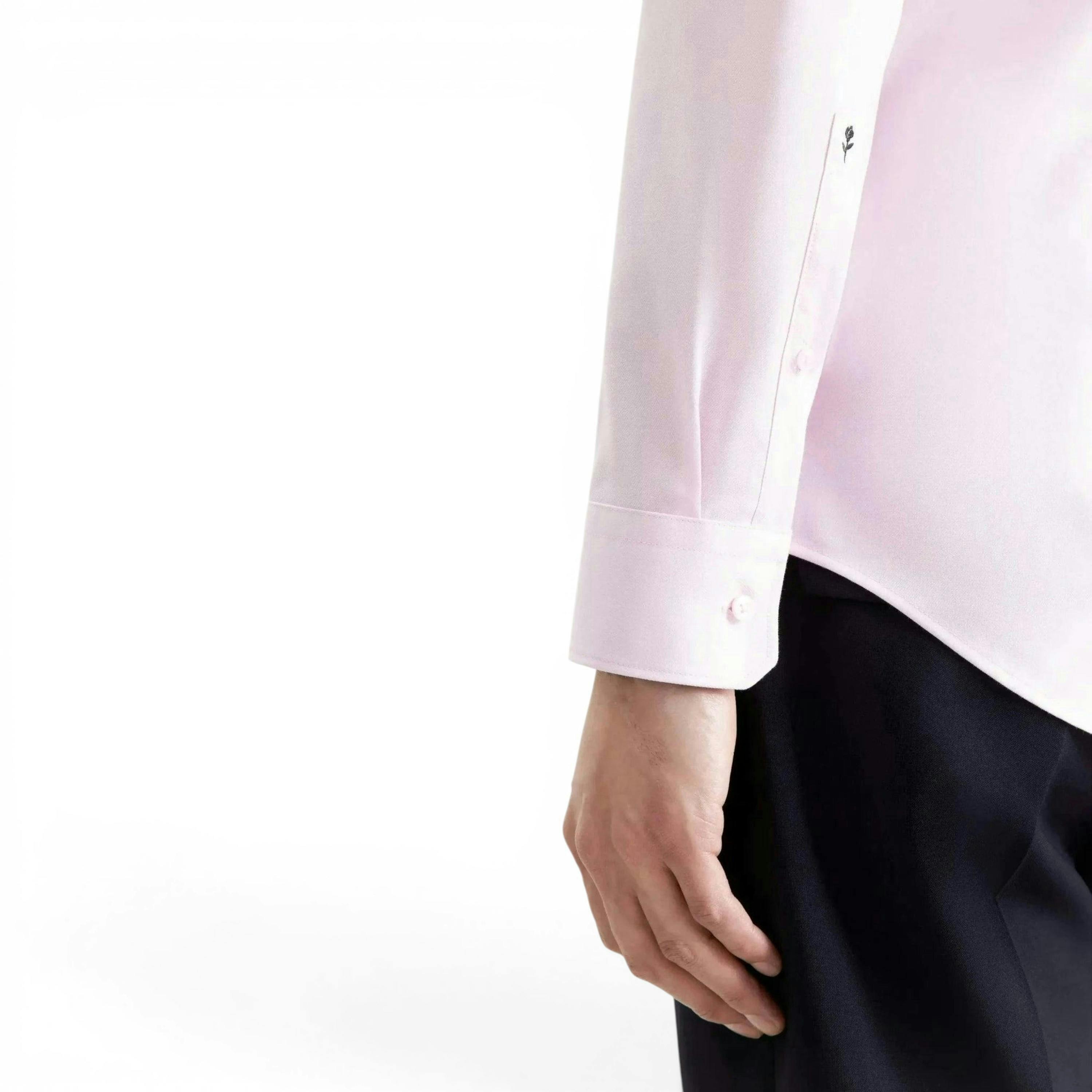 Seidensticker Shaped Fit No Iron Contrast Patched Kent Collar Business Shirt Pink , view 4 of 6