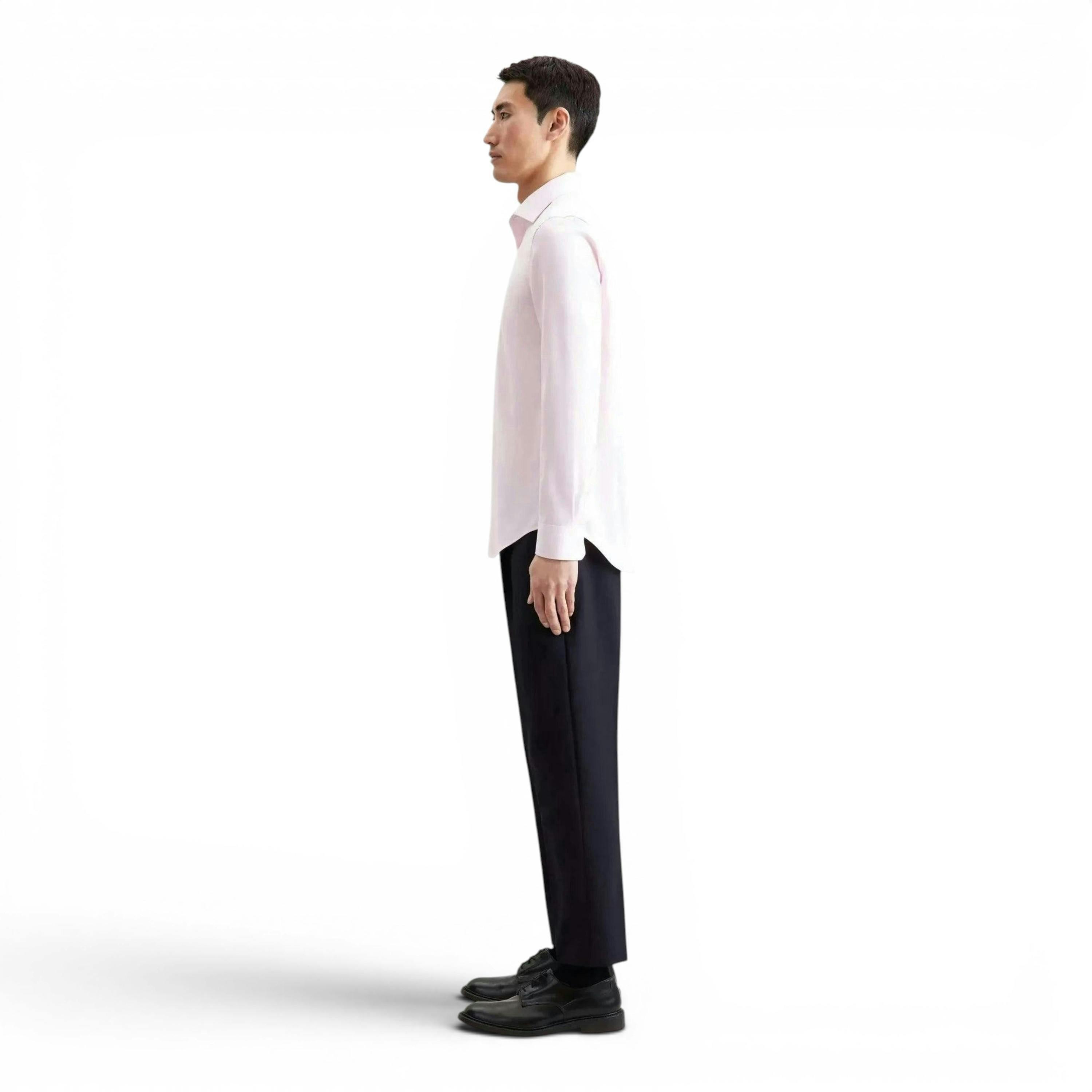 Seidensticker Shaped Fit No Iron Contrast Patched Kent Collar Business Shirt Pink , view 6 of 6