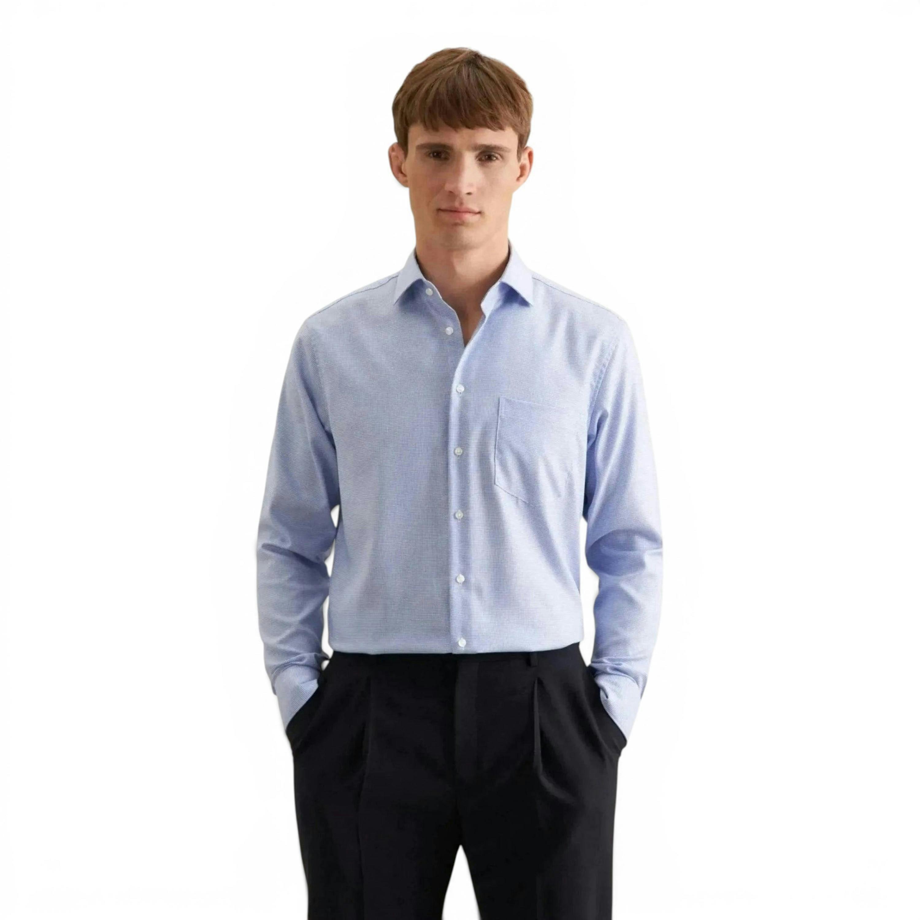 Regular Fit No Iron New Kent Structured Business Shirt Light Blue , view 1 of 6