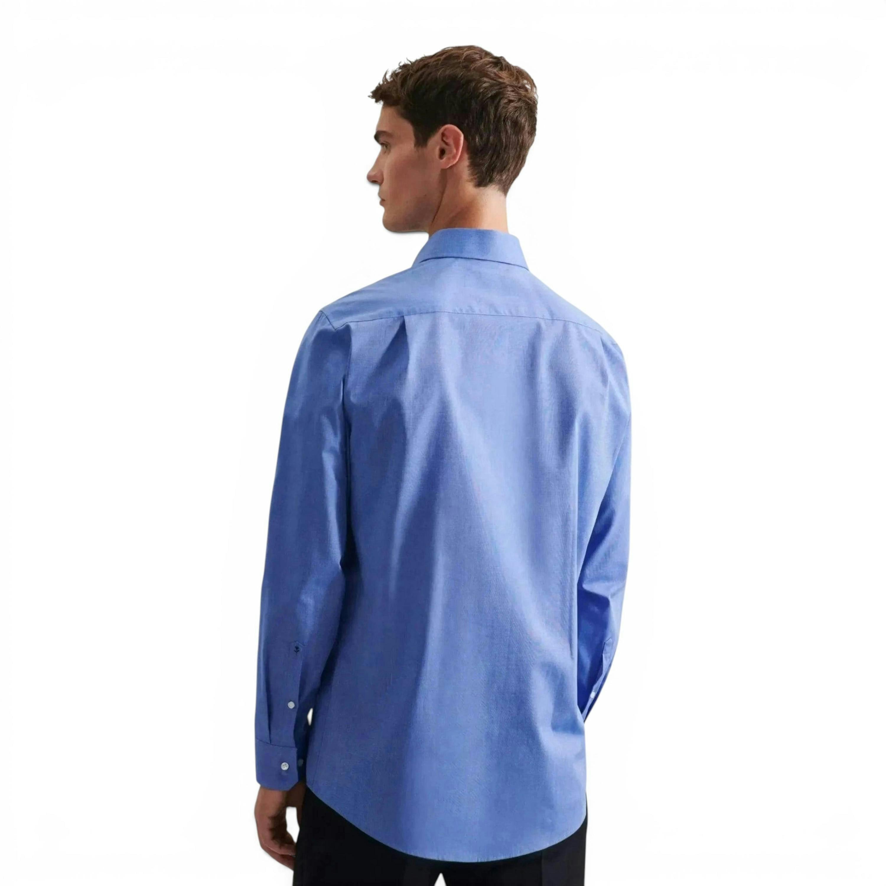 Seidensticker Regular Fit Easy Iron Kent Collar Business Shirt Mid Blue , view 2 of 6