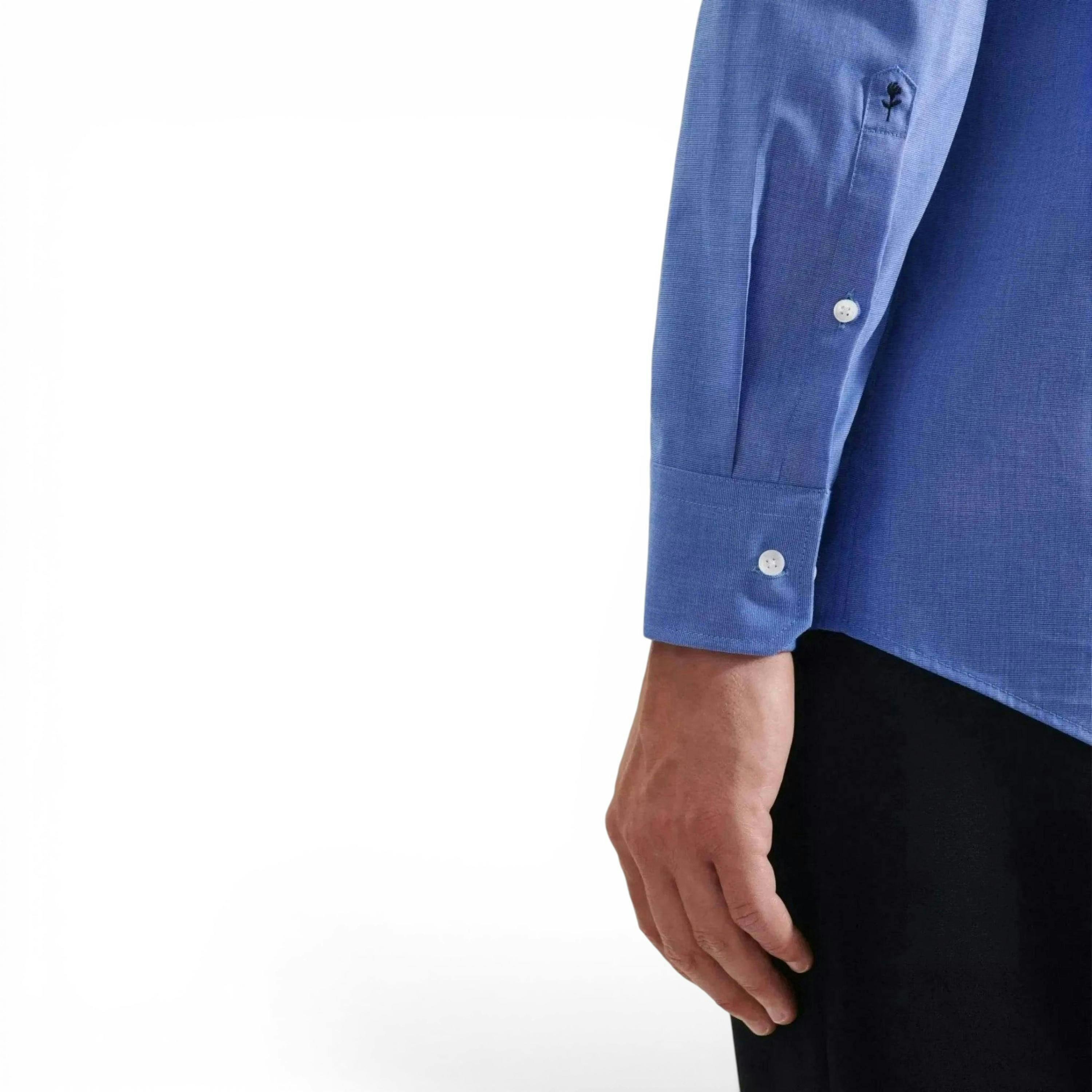 Seidensticker Regular Fit Easy Iron Kent Collar Business Shirt Mid Blue , view 4 of 6