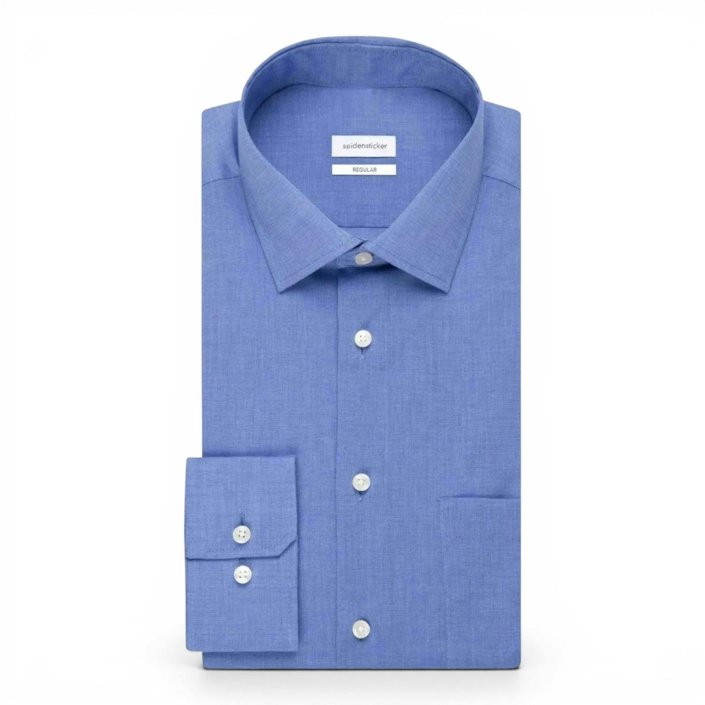 Seidensticker Regular Fit Easy Iron Kent Collar Business Shirt Mid Blue , view 6 of 6