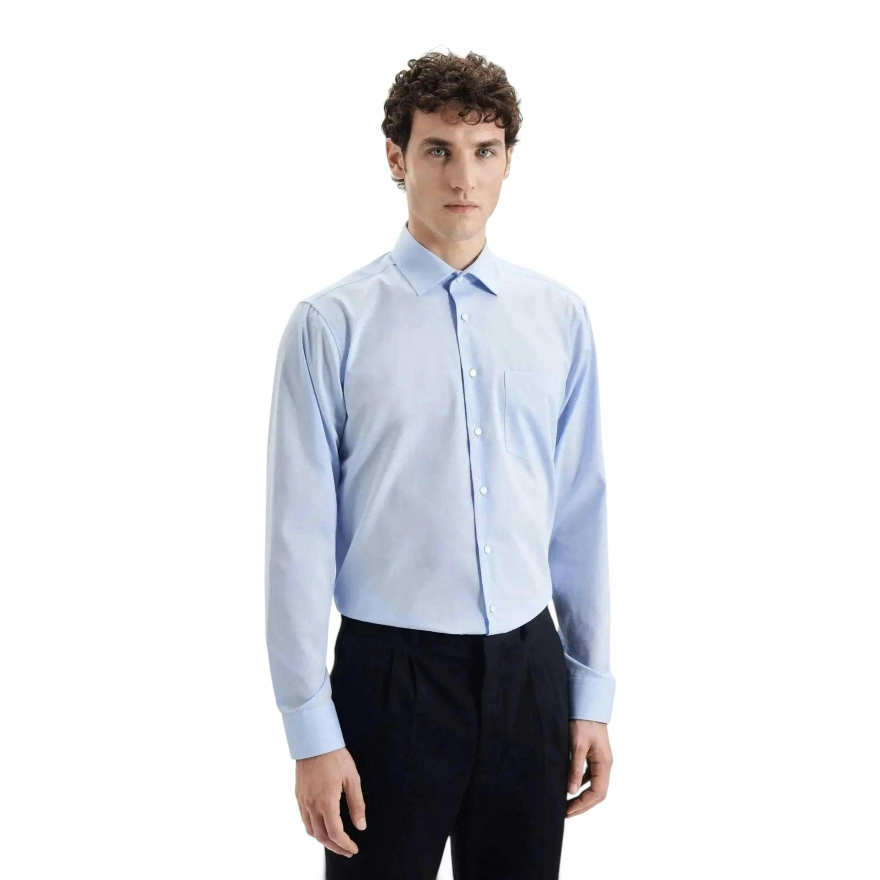 Regular Fit No Iron Kent Collar Business Shirt Light Blue , view 1 of 6