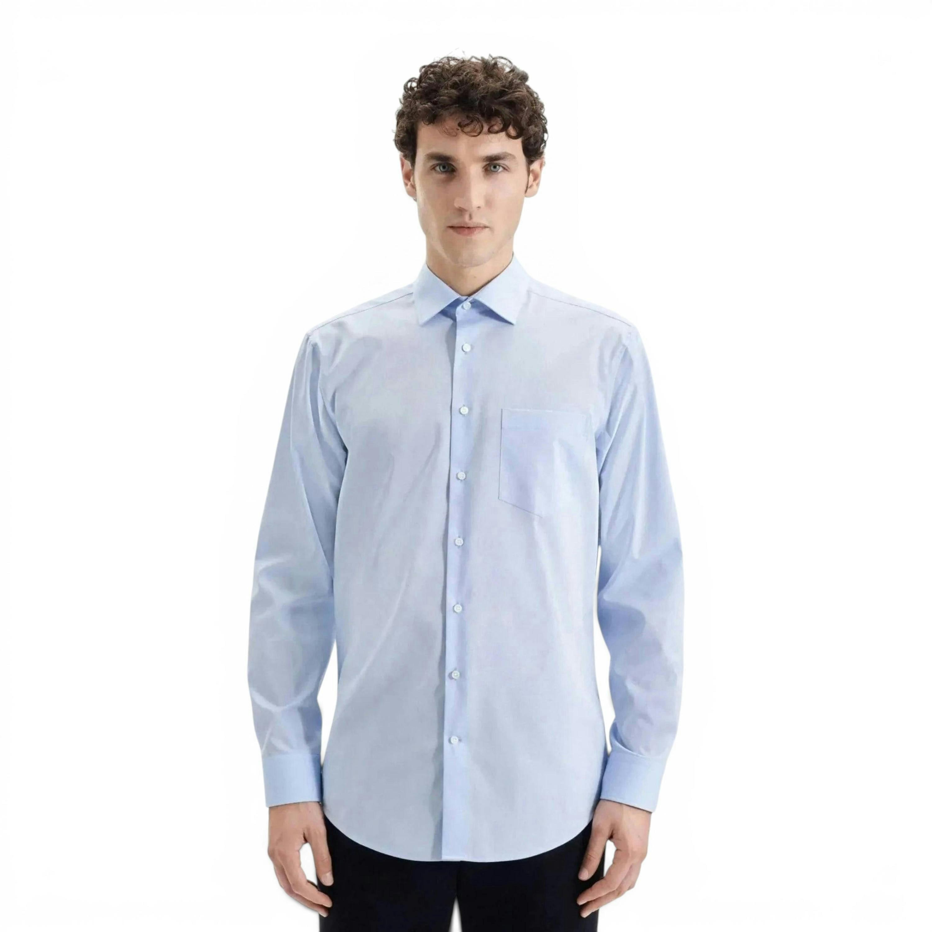 Regular Fit No Iron Kent Collar Business Shirt Light Blue , view 5 of 6