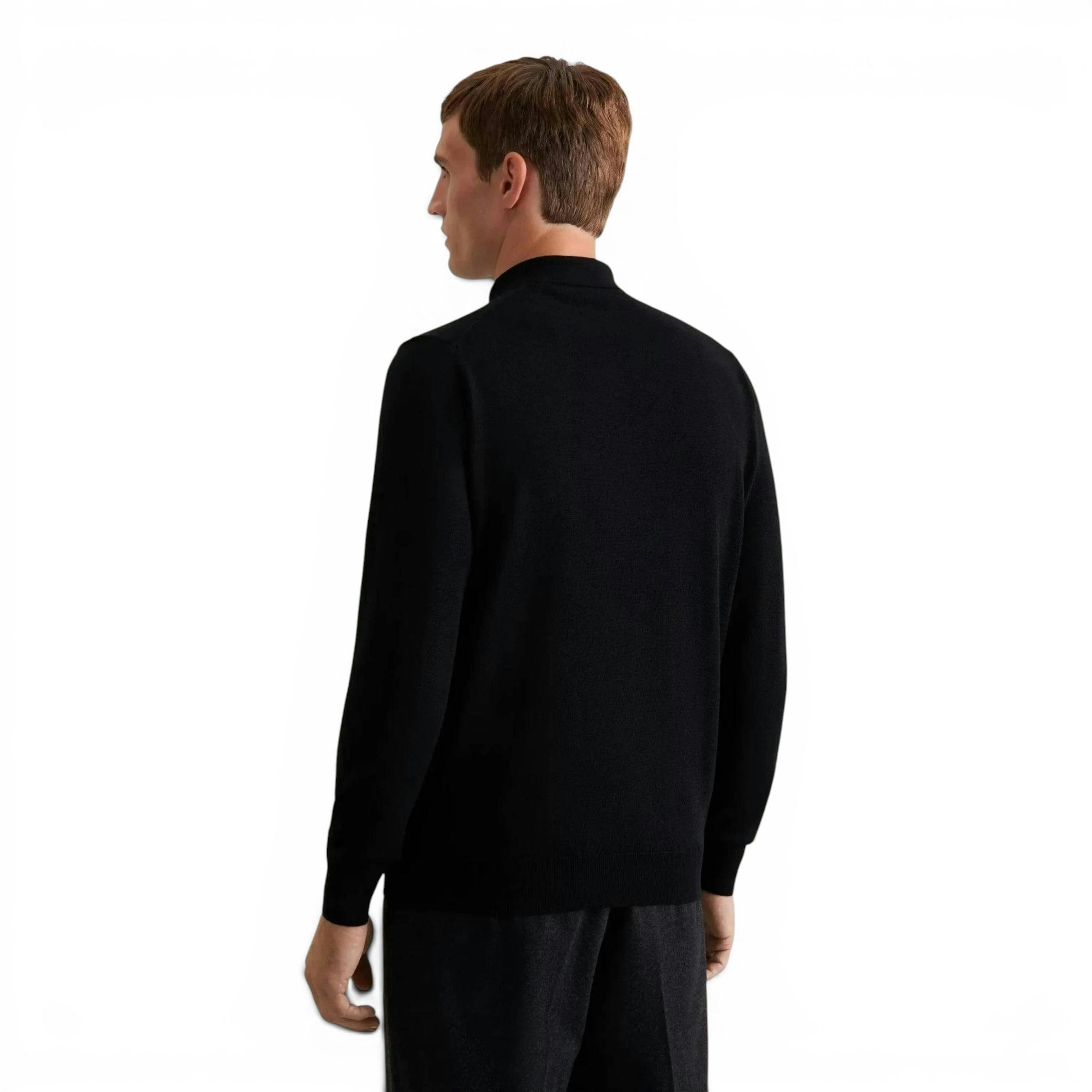 Seidensticker Merino Wool Polo Collar Knit Black , view 2 of 6