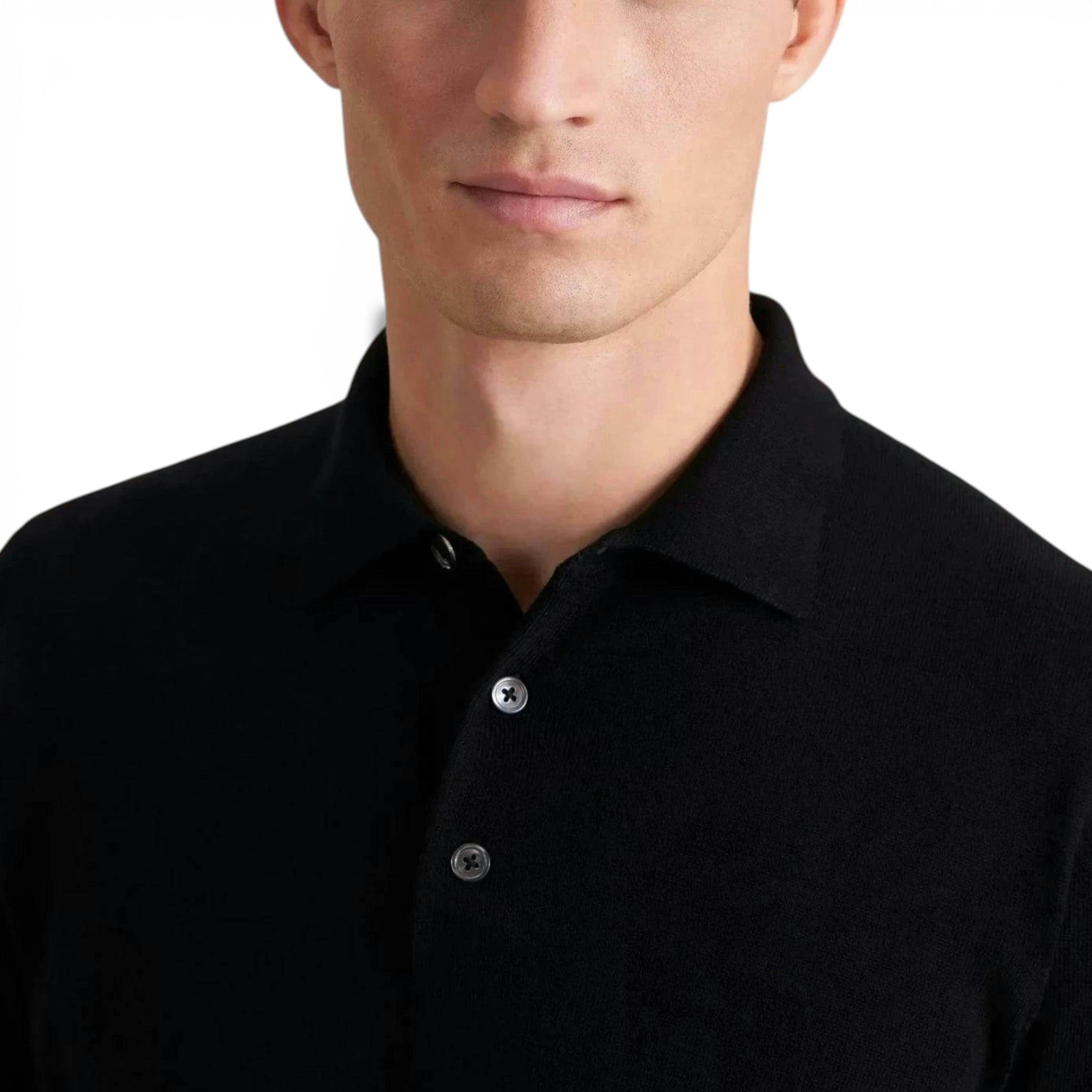Seidensticker Merino Wool Polo Collar Knit Black , view 3 of 6
