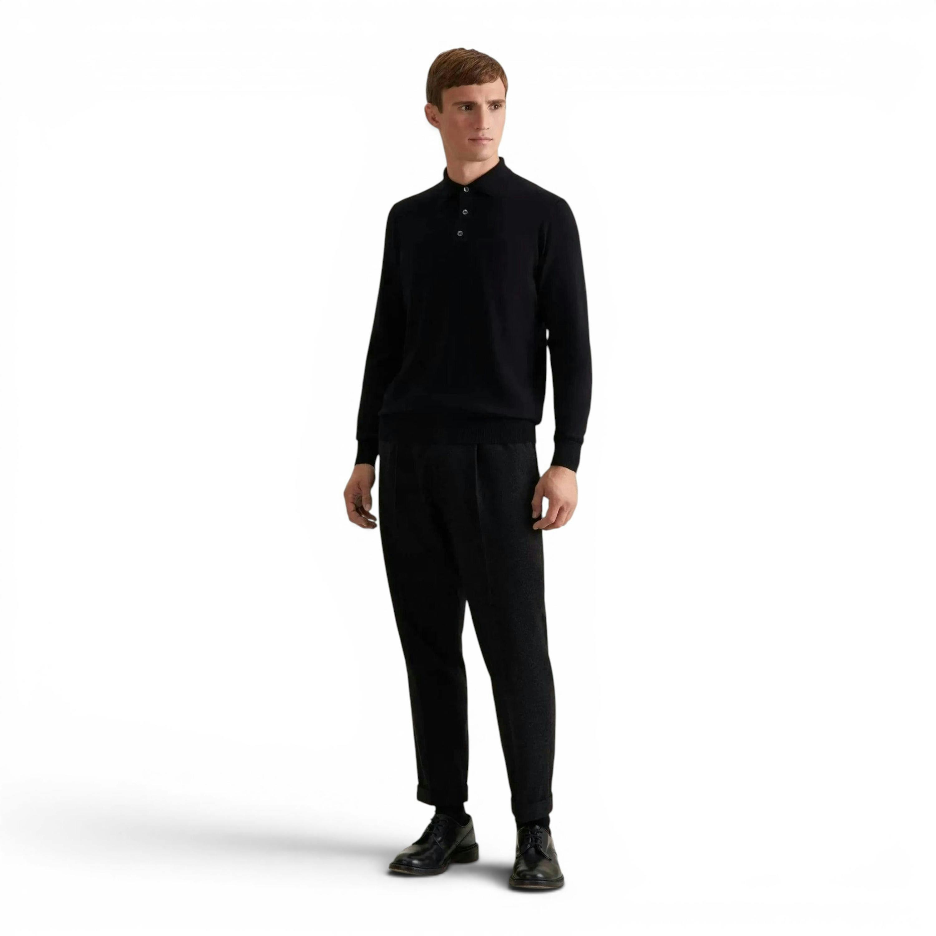 Seidensticker Merino Wool Polo Collar Knit Black , view 5 of 6