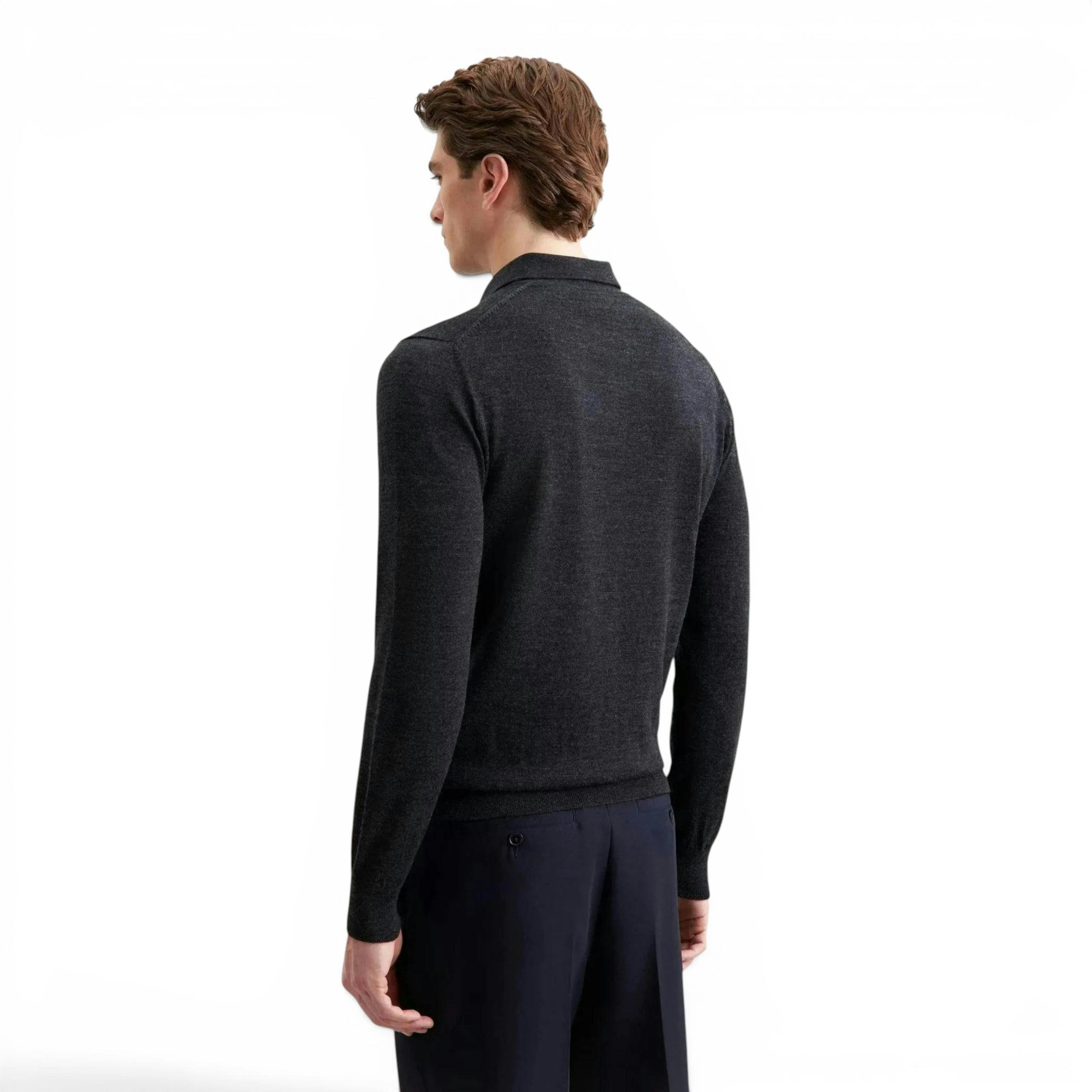 Seidensticker Merino Wool Polo Collar Knit Grey , view 2 of 6