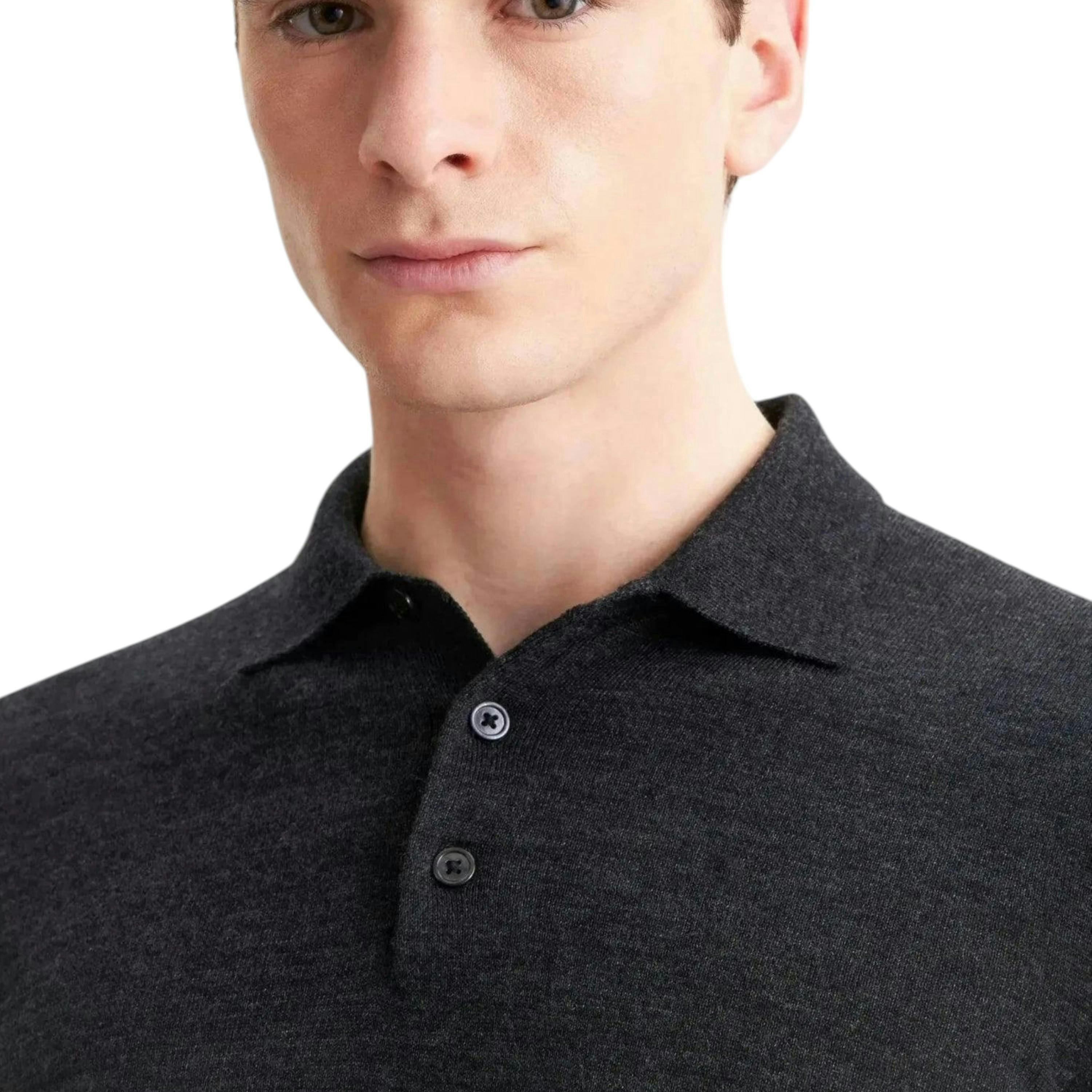 Seidensticker Merino Wool Polo Collar Knit Grey , view 3 of 6