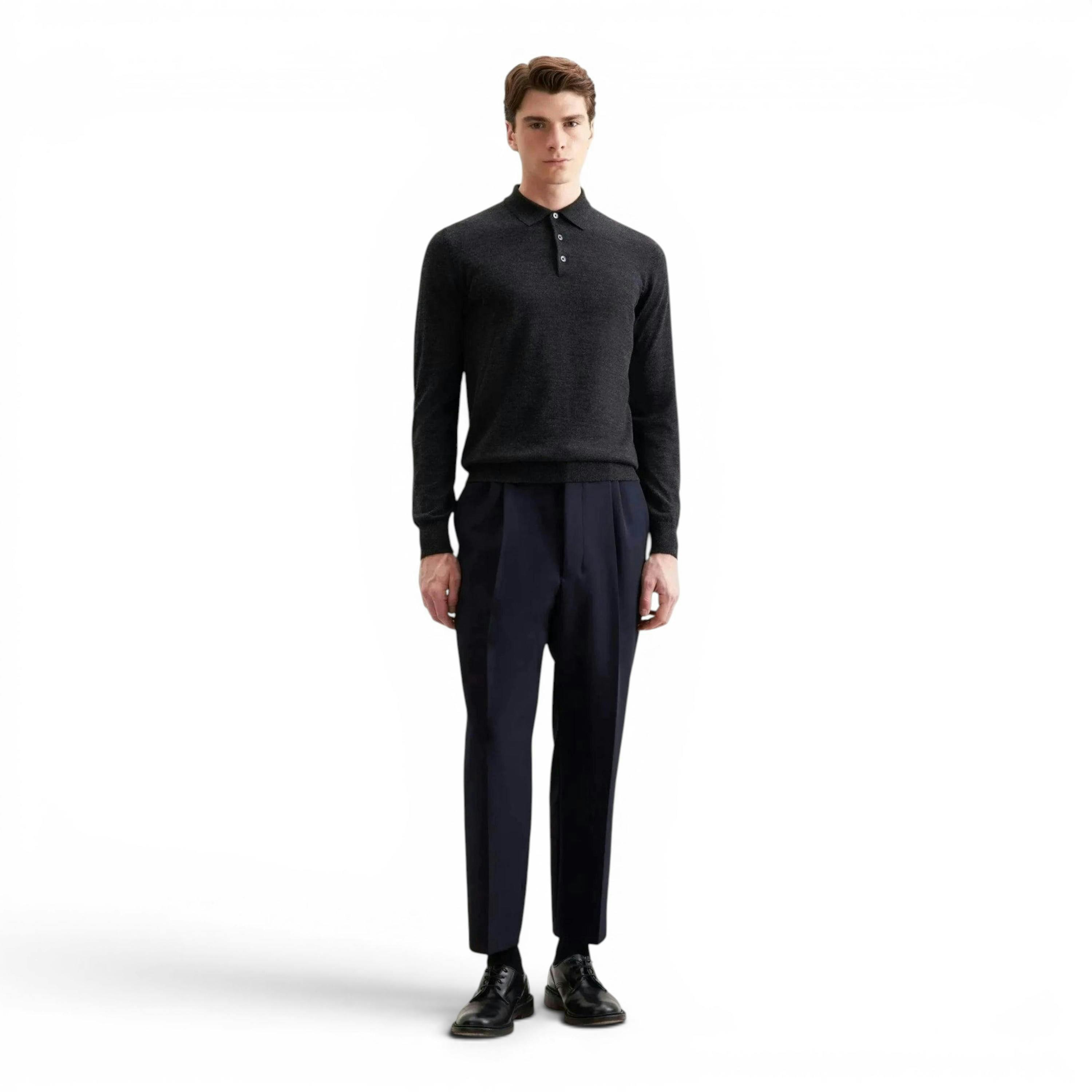 Seidensticker Merino Wool Polo Collar Knit Grey , view 5 of 6