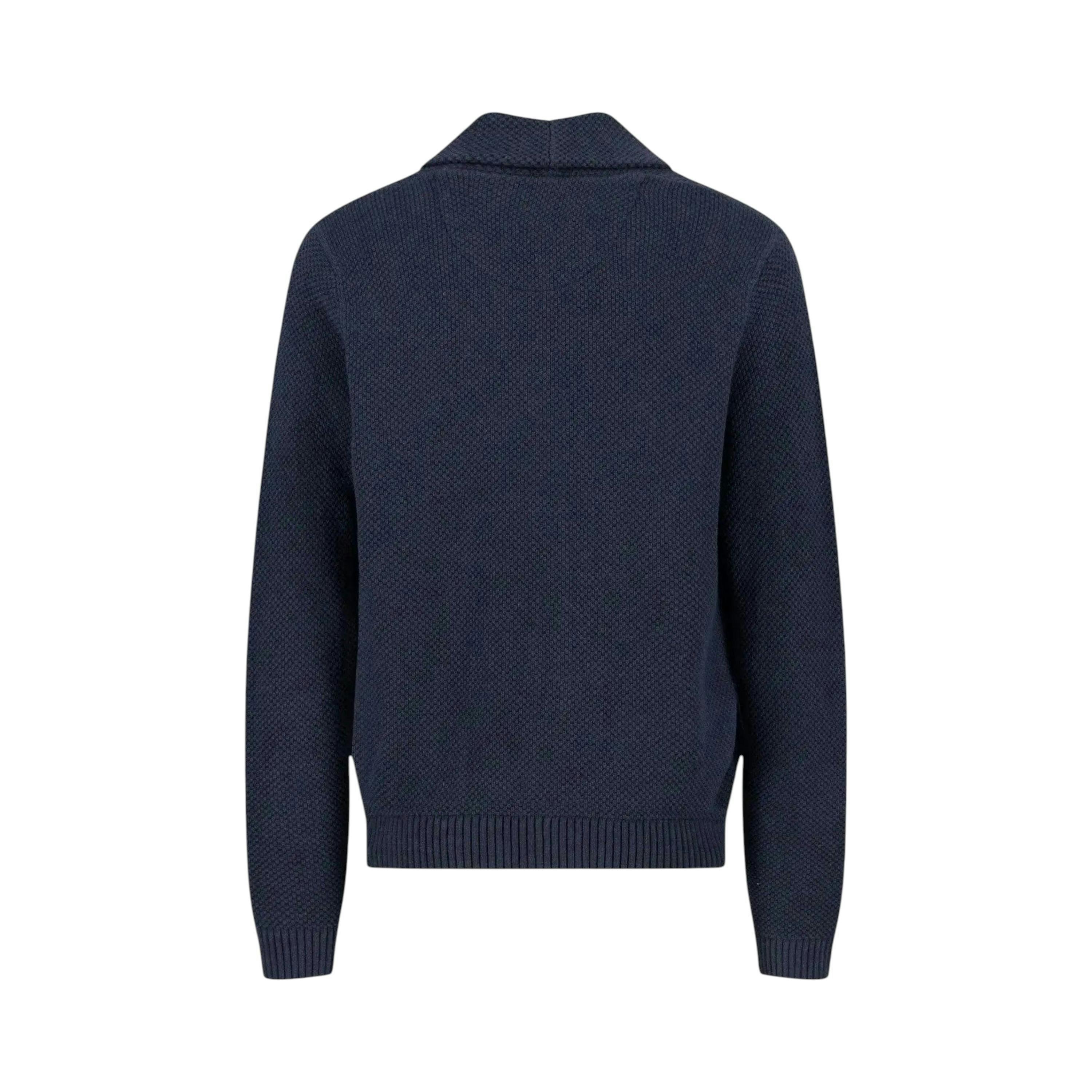 Buttoned Shawl Collar Cardigan Navy , view 2 of 3