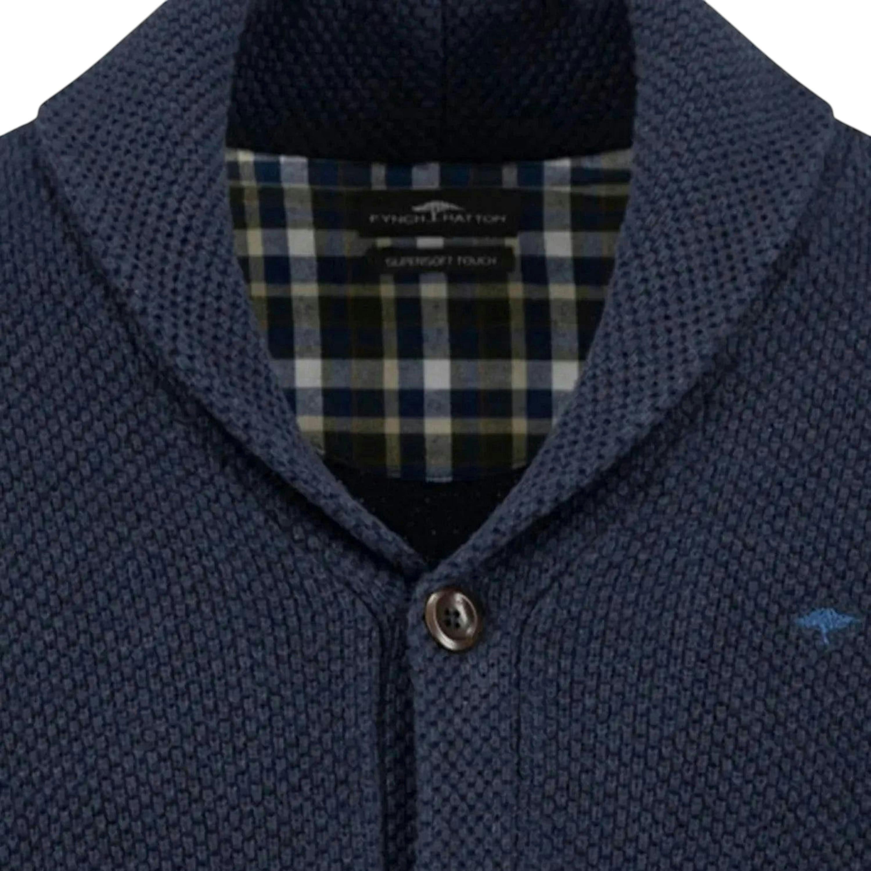 Buttoned Shawl Collar Cardigan Navy , view 3 of 3