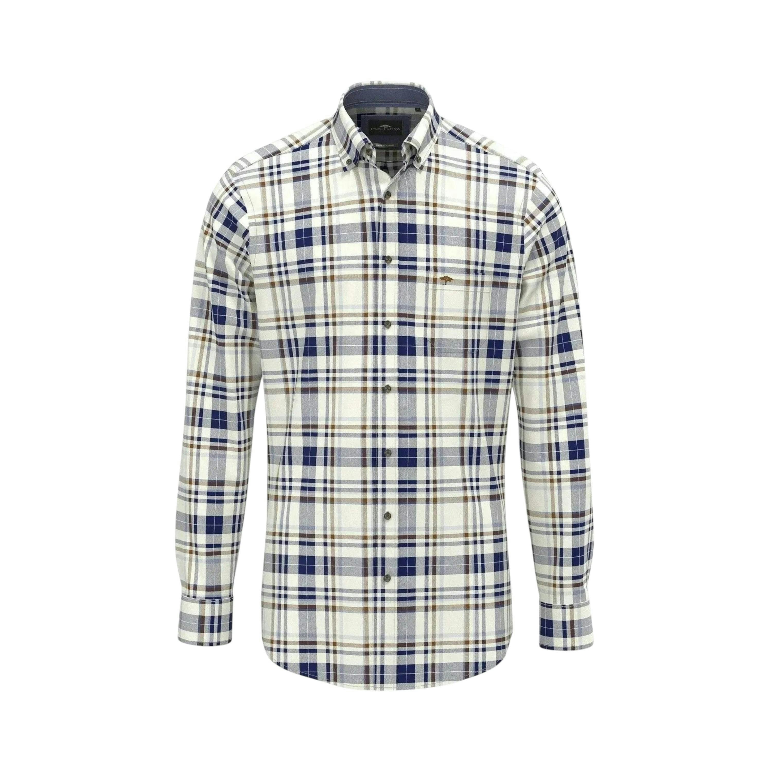 Herringbone Check Button Down Shirt Misty Blue , view 1 of 5