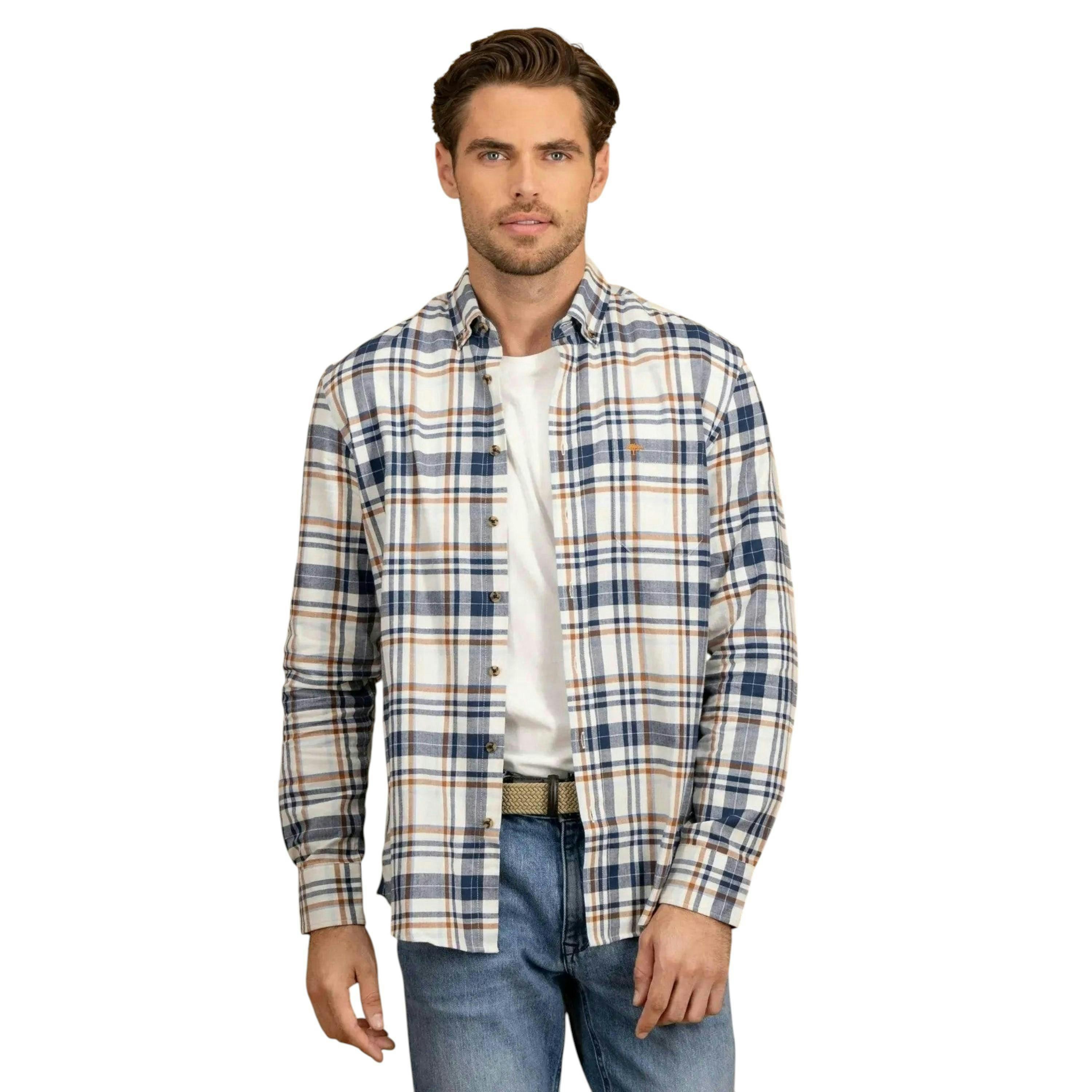 Herringbone Check Button Down Shirt Misty Blue , view 2 of 5