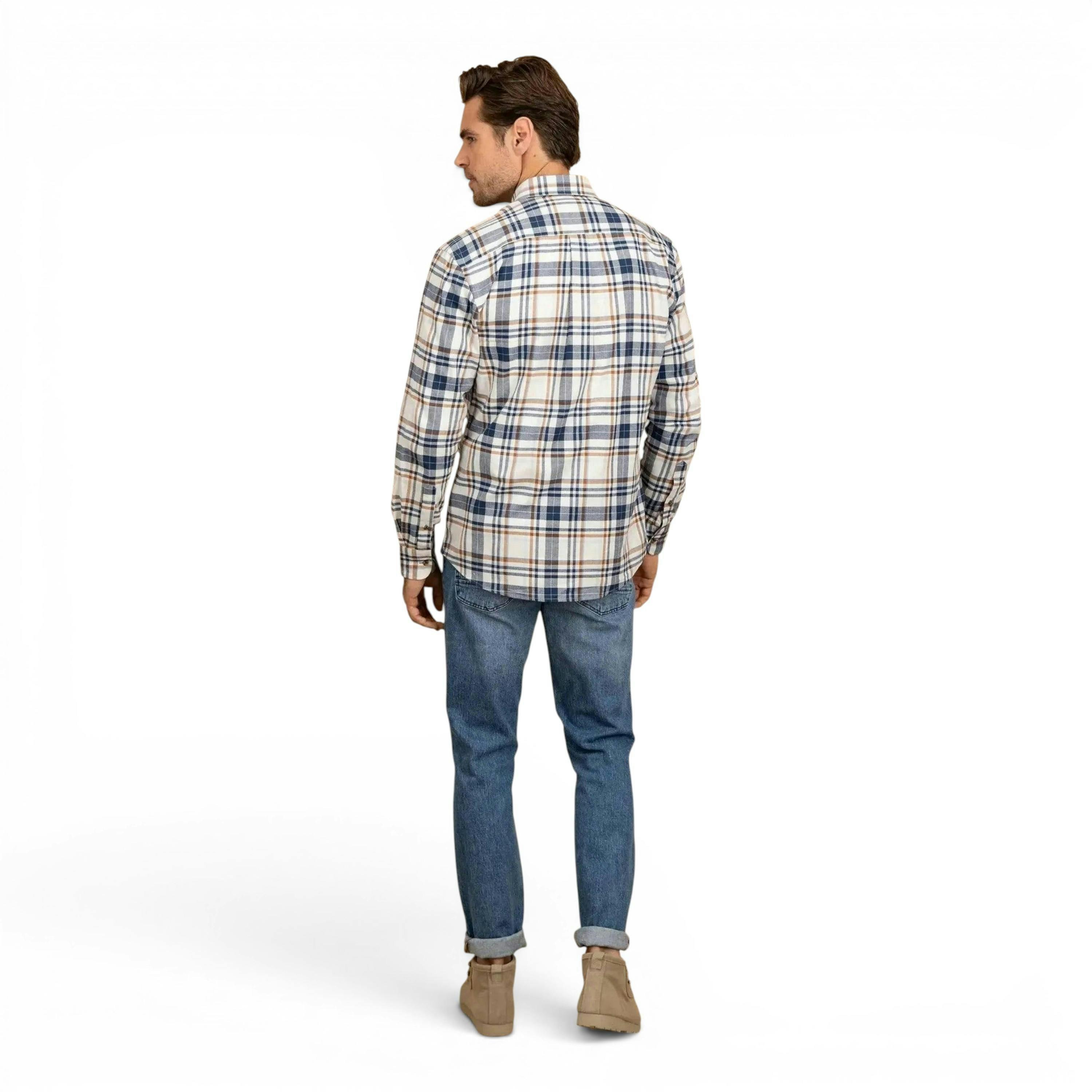 Herringbone Check Button Down Shirt Misty Blue , view 4 of 5