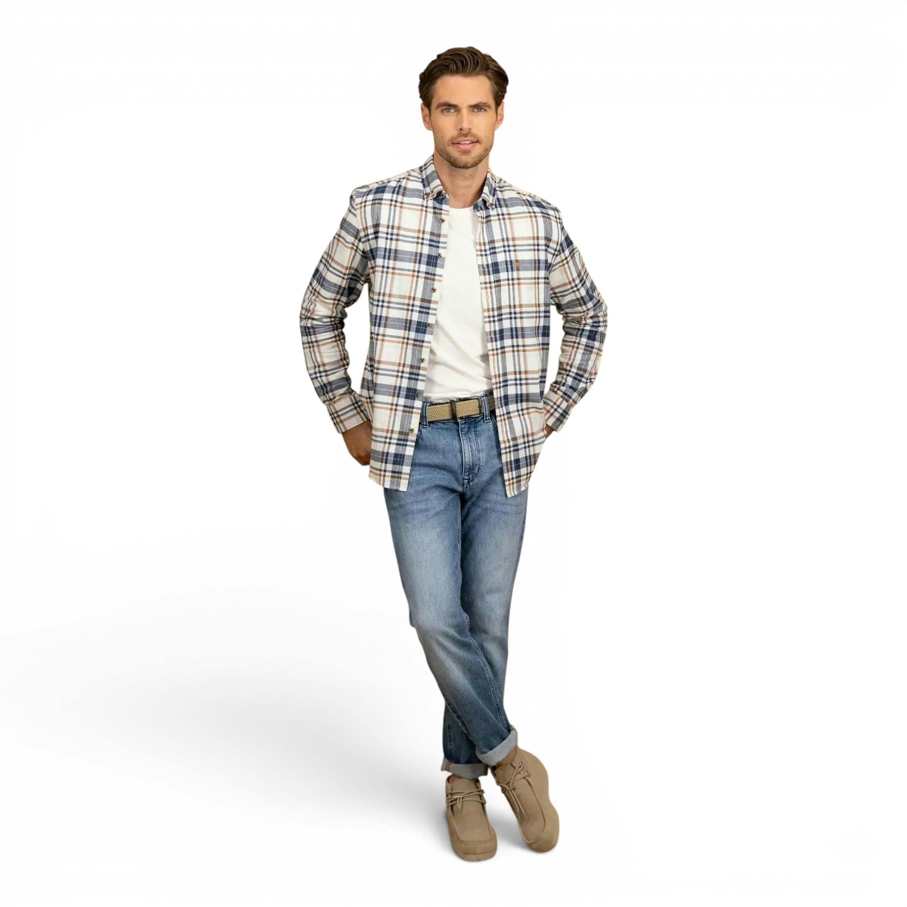 Herringbone Check Button Down Shirt Misty Blue , view 5 of 5