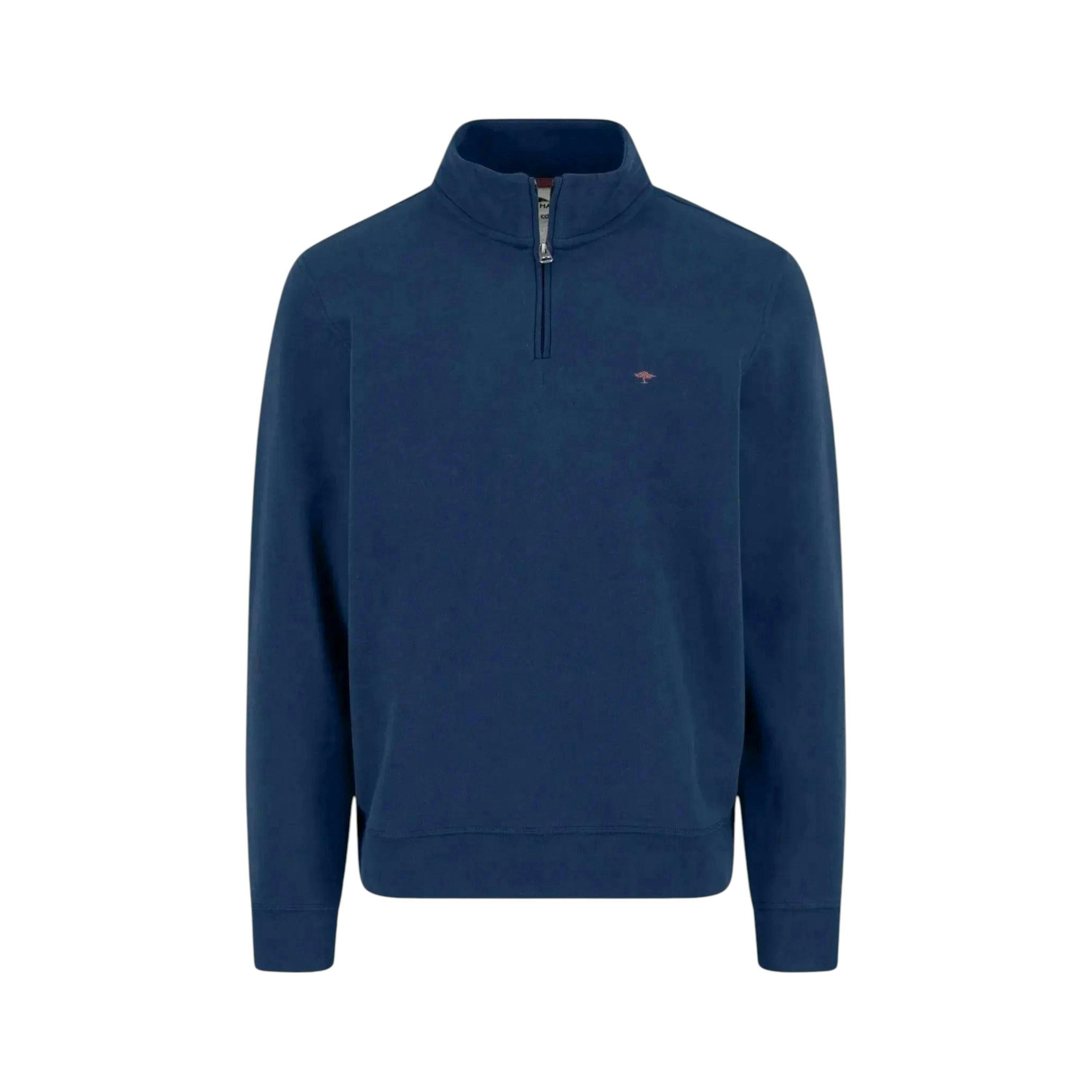 1/4 Zip Stand Collar Cotton Sweat Midnight , view 1 of 5