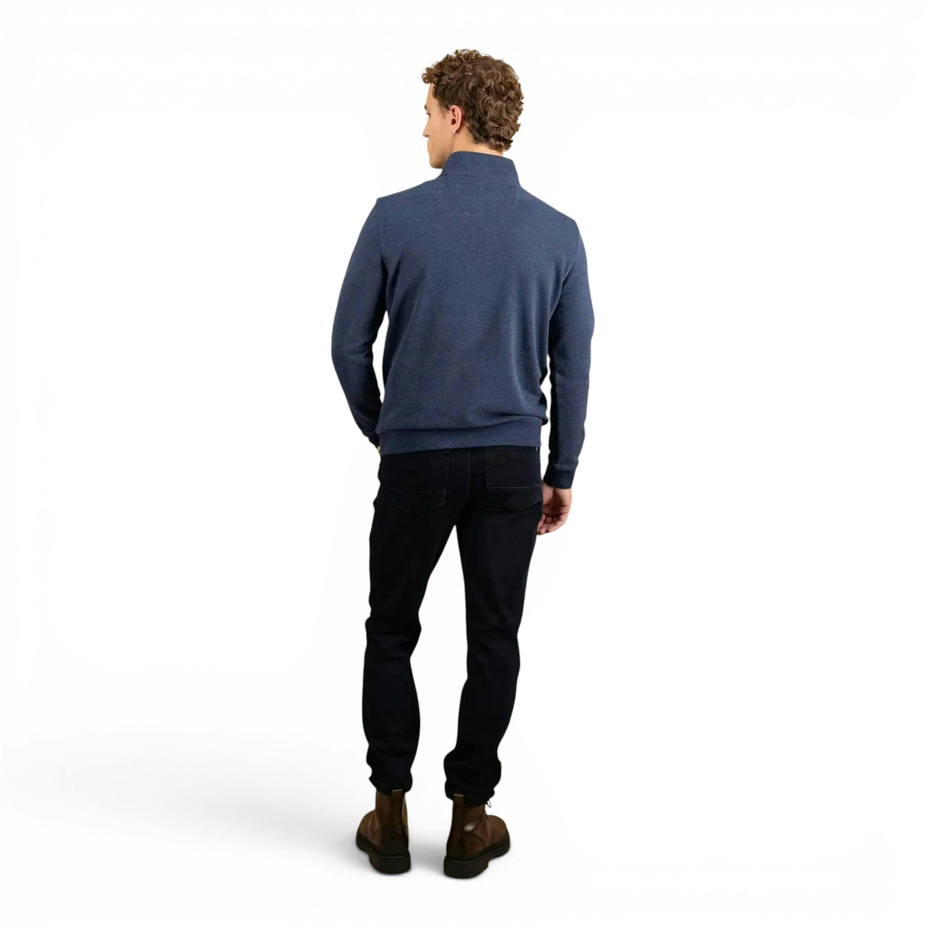 1/4 Zip Stand Collar Cotton Sweat Midnight , view 4 of 5